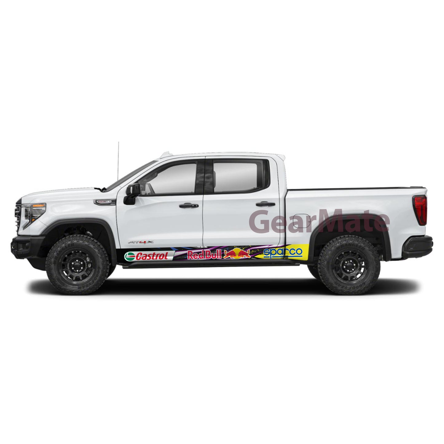 Sport Racing Blue PY Sparco Castrol Redbull Rocker Panel Graphic Decal Kit (Left & Right Sides) - High Quality Vinyl for Trucks & SUVs