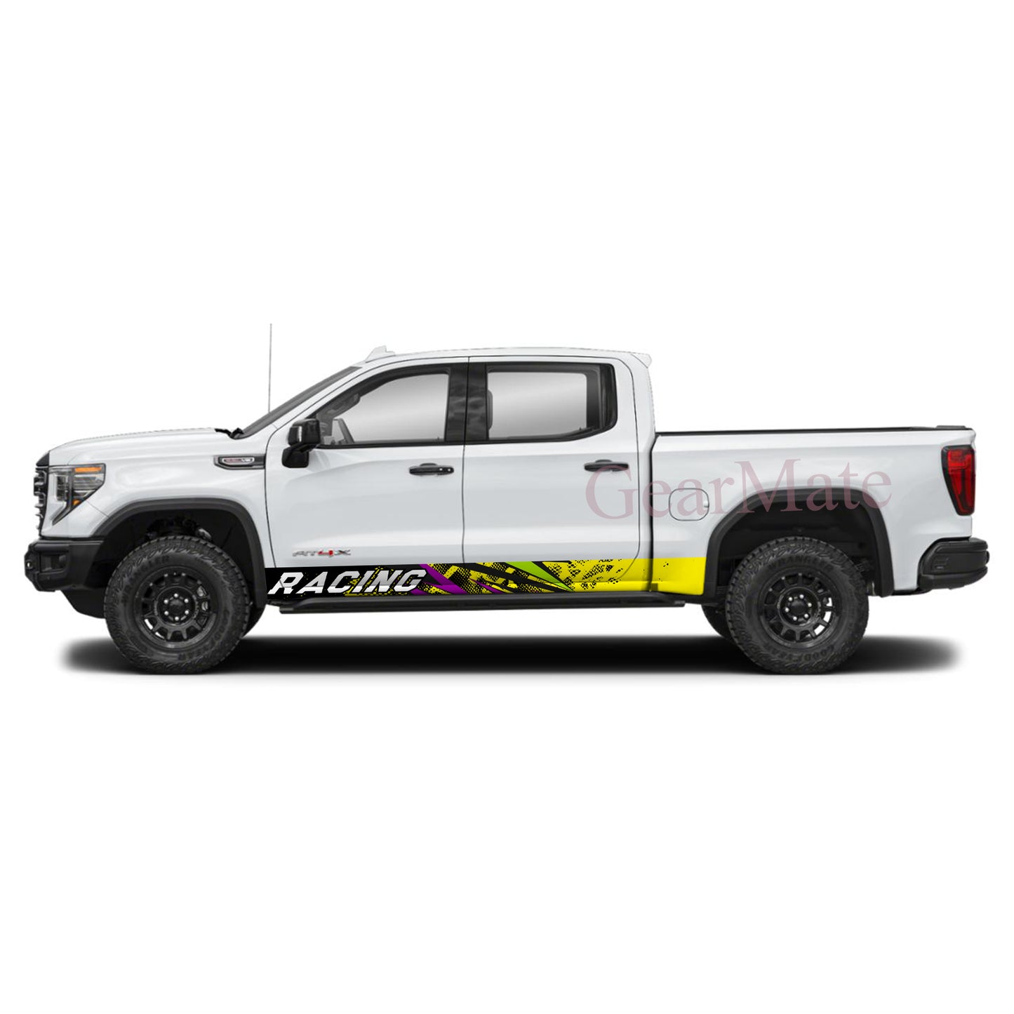 Racing Yellow Black Grunge Panel Graphic Decal Kit (Left & Right Sides) - High Quality Vinyl for Trucks & SUVs