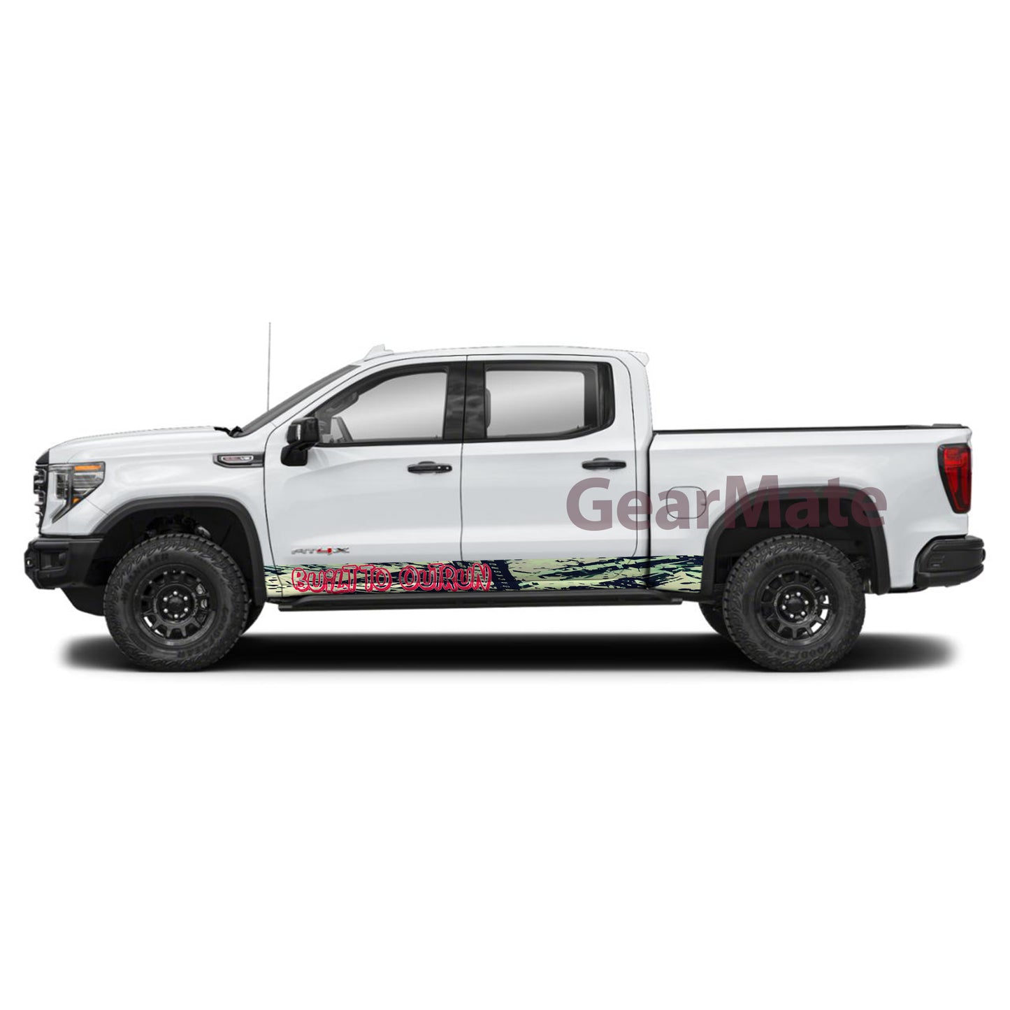 Built to Outrun Rocker Panel Graphic Decal Kit (Left & Right Sides) - High Quality Vinyl for Trucks & SUVs