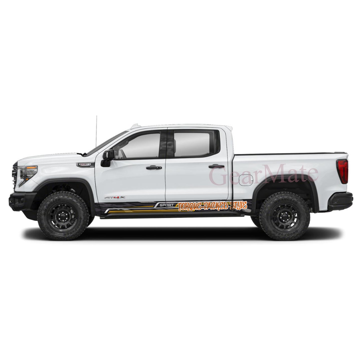 Torque-Packed Style Rocker Panel Graphic Decal Kit (Left & Right Sides) - High Quality Vinyl for Trucks & SUVs