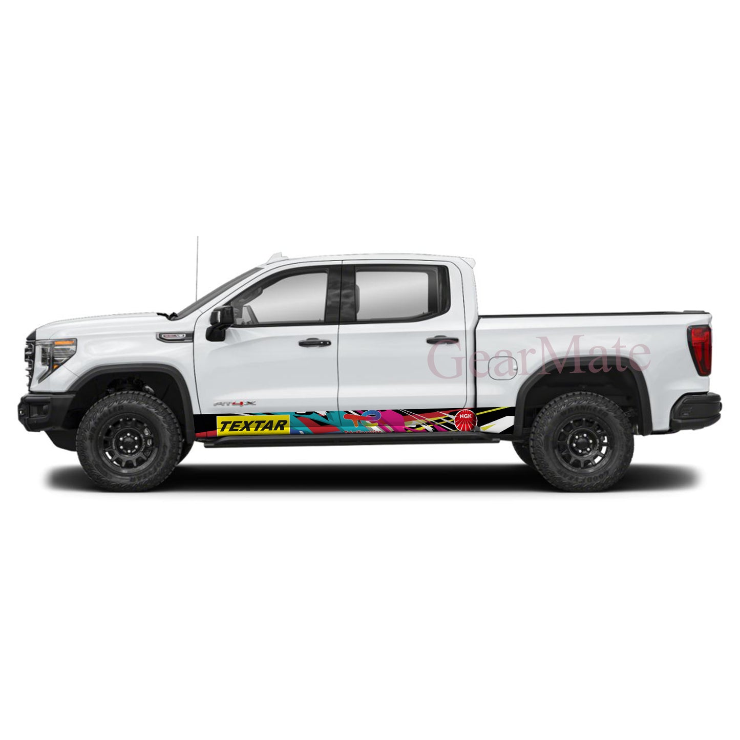 Racing Total NGK Textar Rocker Panel Graphic Decal Kit (Left & Right Sides) - High Quality Vinyl for Trucks & SUVs
