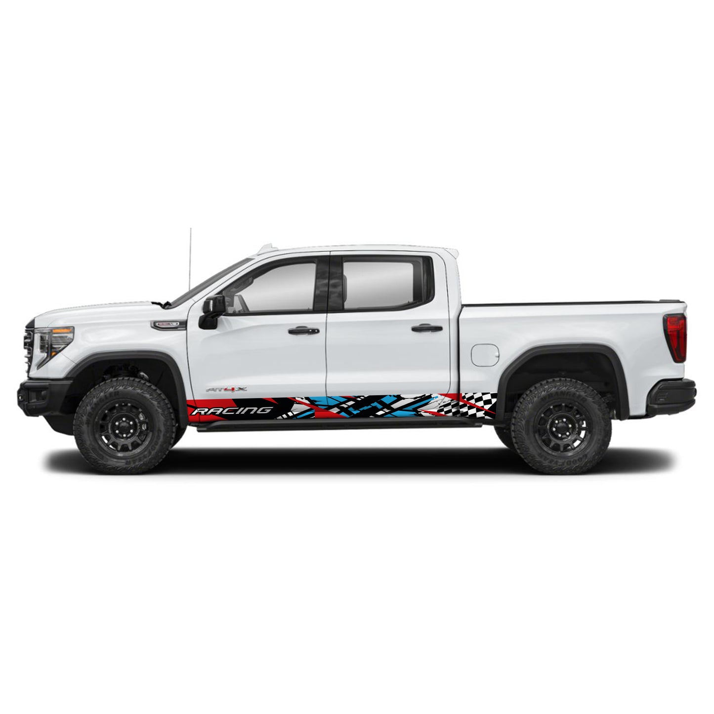 Racing Red Blue Rocker Panel Graphic Decal Kit (Left & Right Sides) - High Quality Vinyl for Trucks & SUVs
