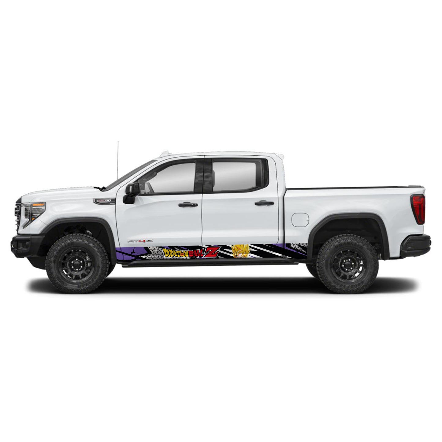 Sport Purple Dragon Ball Z Goku Rocker Panel Graphic Decal Kit (Left & Right Sides) - High Quality Vinyl for Trucks & SUVs