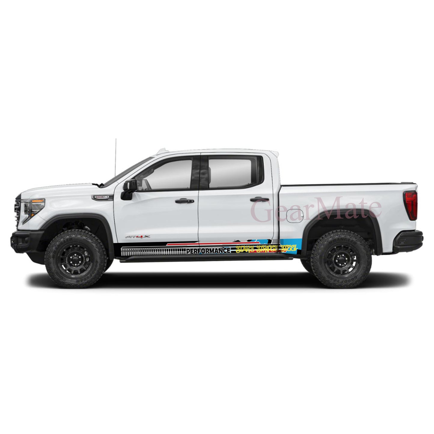 Stars Stripes Steel Rocker Panel Graphic Decal Kit (Left & Right Sides) - High Quality Vinyl for Trucks & SUVs