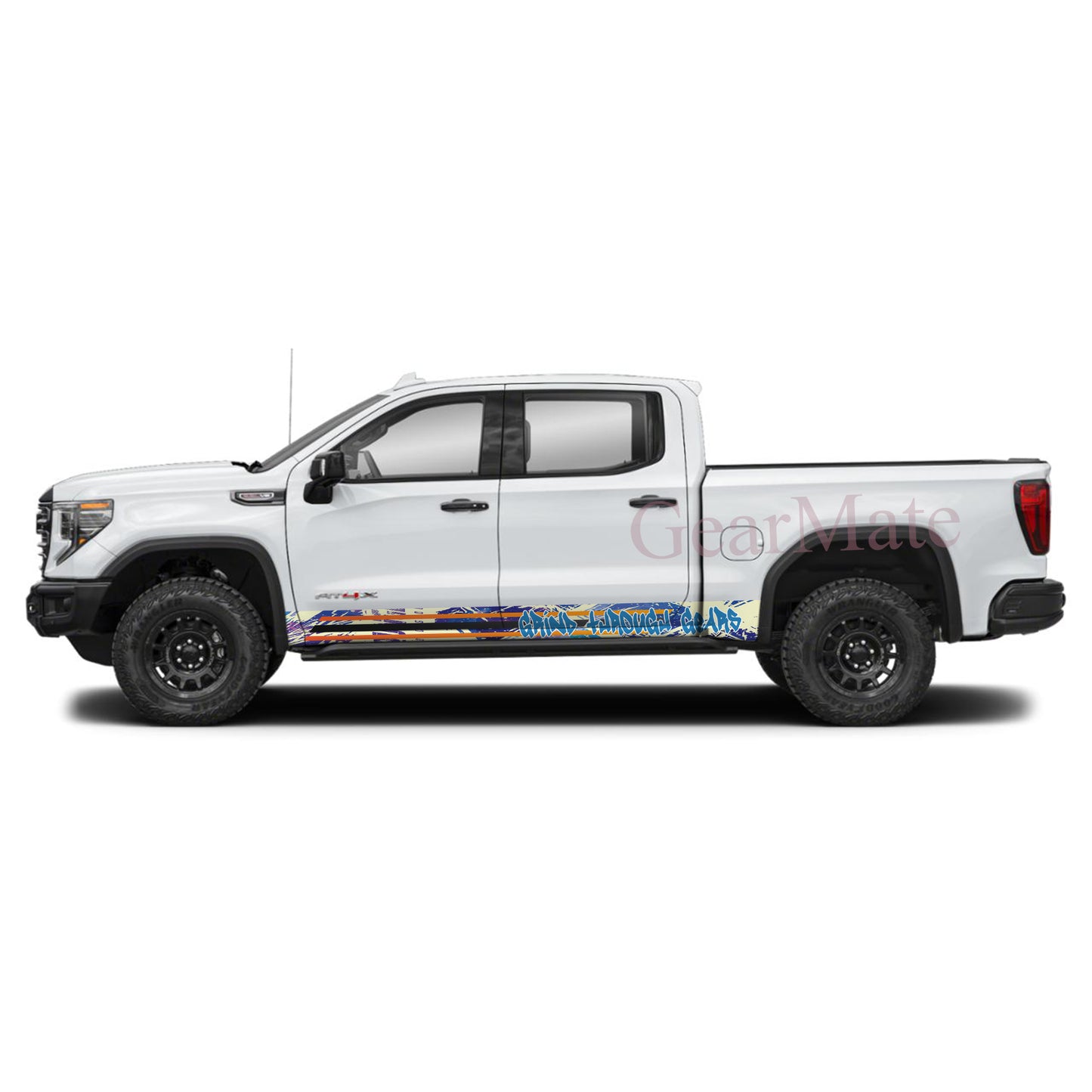 Grind Through Gears Rocker Panel Graphic Decal Kit (Left & Right Sides) - High Quality Vinyl for Trucks & SUVs