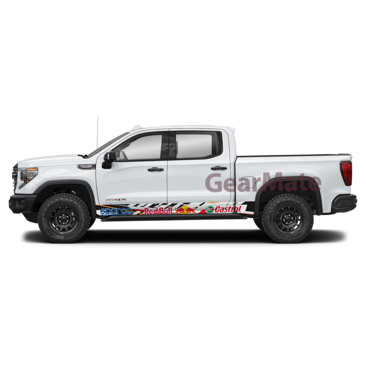 Racing Orange Redbull Rocker Panel Graphic Decal Kit (Left & Right Sides) - High Quality Vinyl for Trucks & SUVs