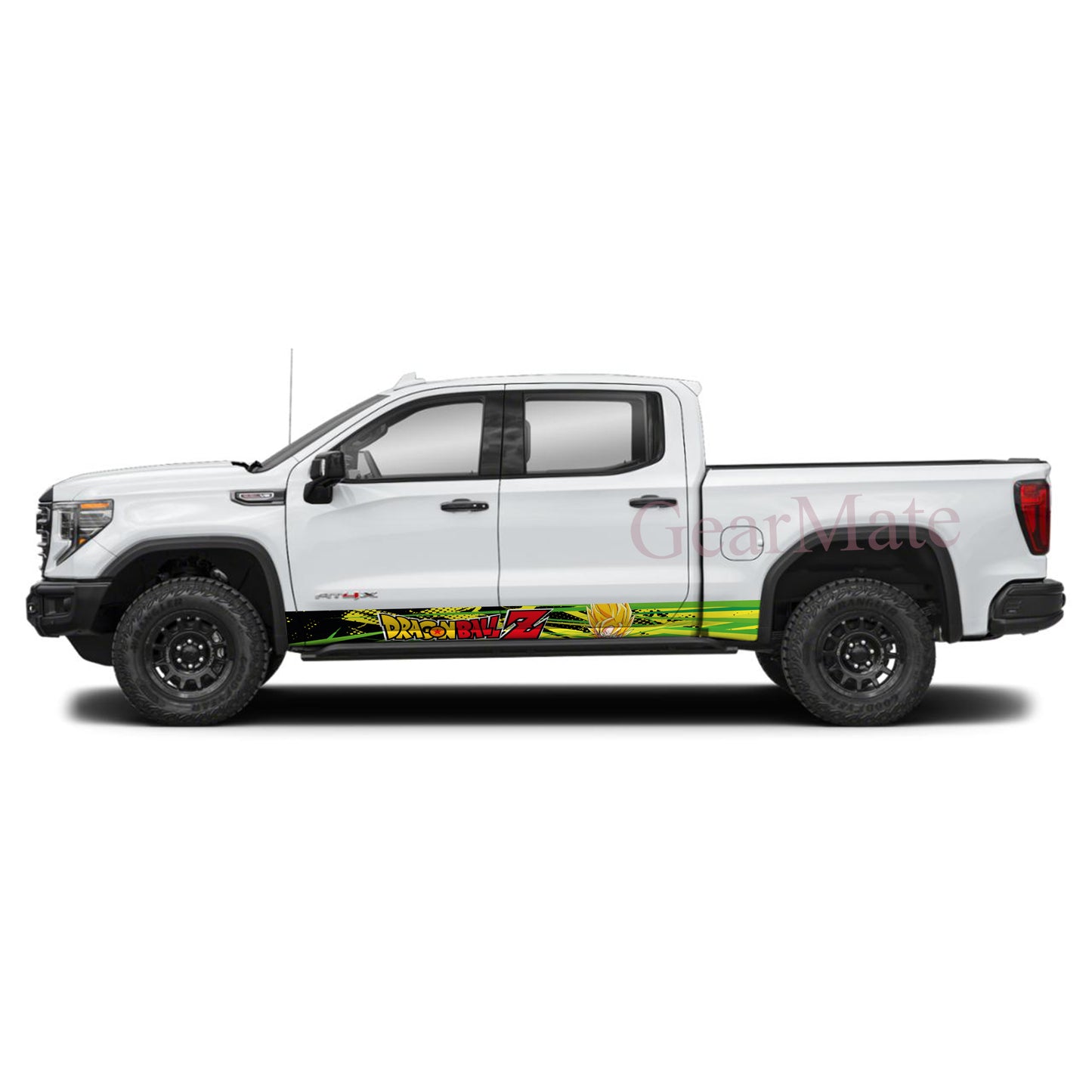 Green Yellow Dragon Ball Z Rocker Panel Graphic Decal Kit (Left & Right Sides) - High Quality Vinyl for Trucks & SUVs