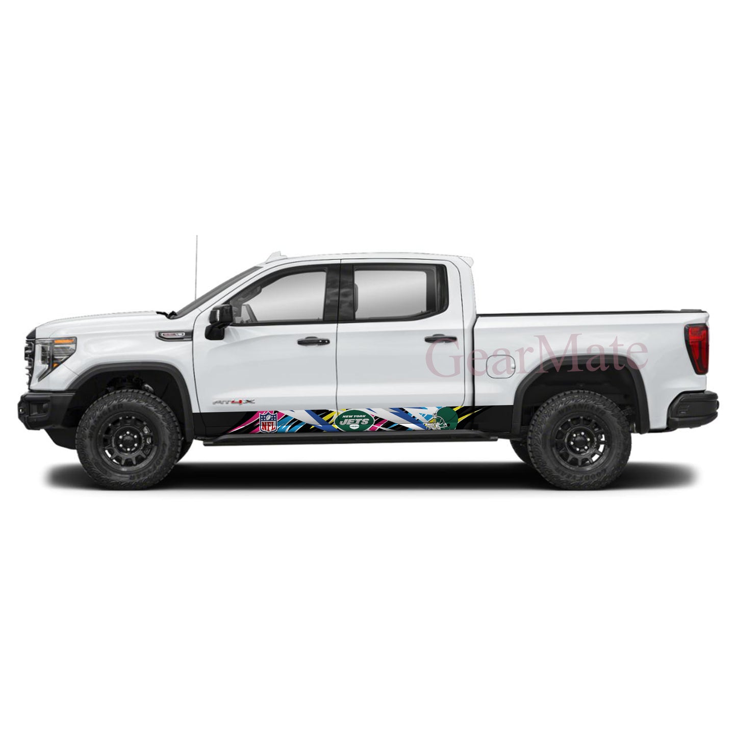 NFL New York Jets Rocker Panel Graphic Decal Kit (Left & Right Sides) - High Quality Vinyl for Trucks & SUVs