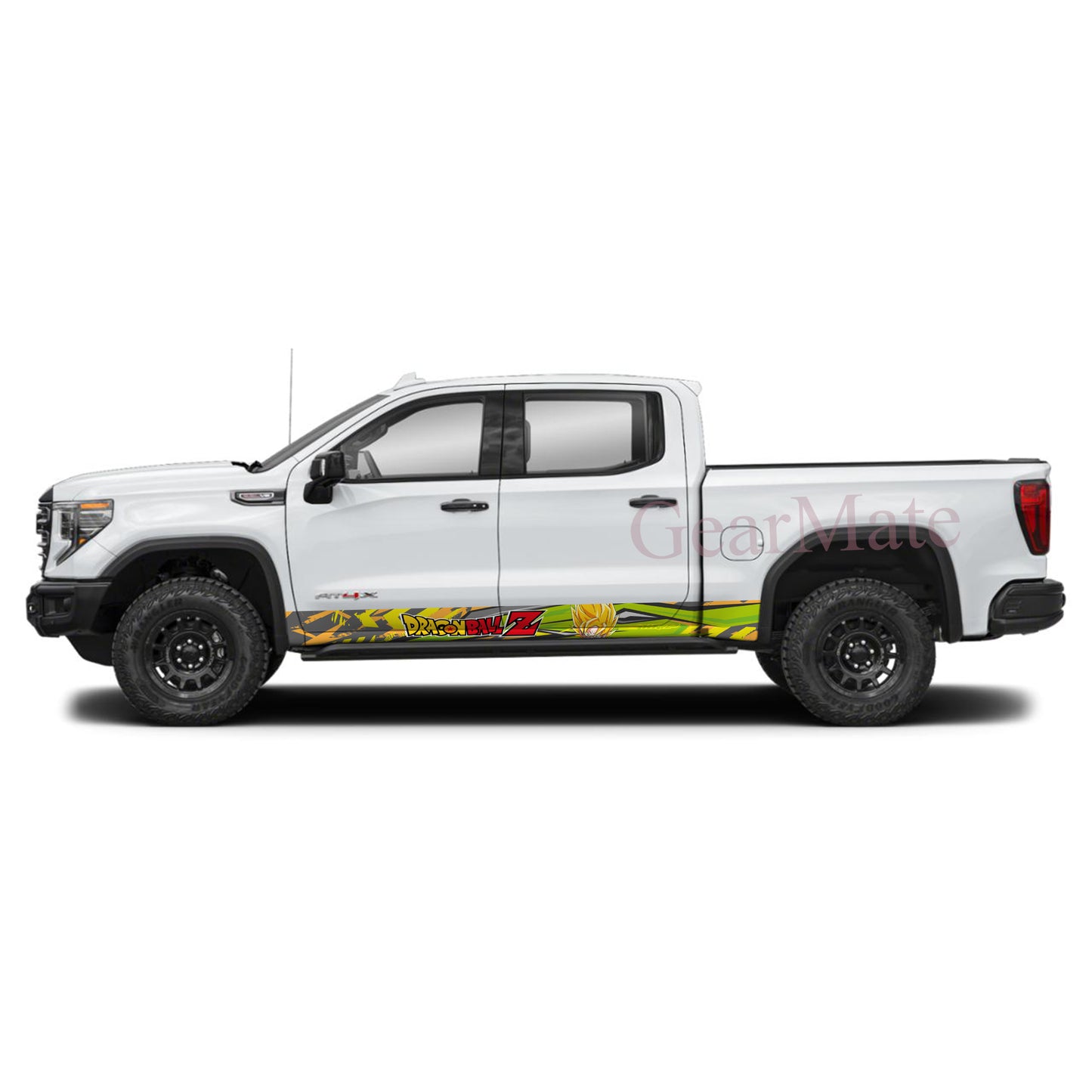 Green Speed Dragon Ball Goku Rocker Panel Graphic Decal Kit (Left & Right Sides) - High Quality Vinyl for Trucks & SUVs