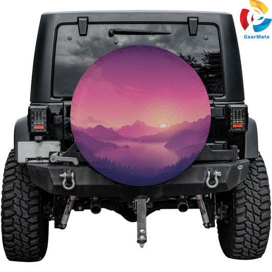 Lakeside Pink Sky Sunset Spare Tire Cover – Premium Waterproof UV Resistant Protector
