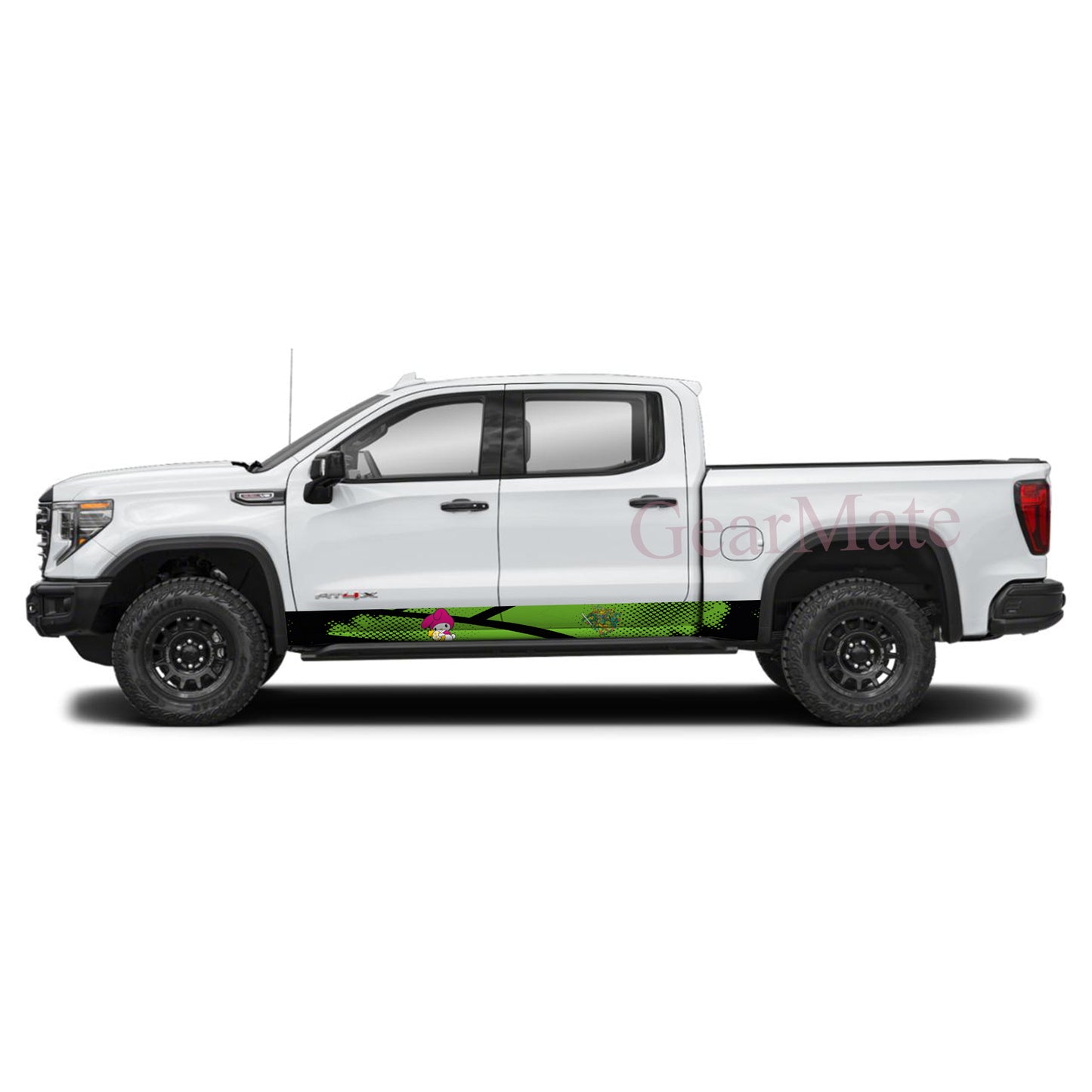Speed Grunge Green Kuromi Rocker Panel Graphic Decal Kit (Left & Right Sides) - High Quality Vinyl for Trucks & SUVs