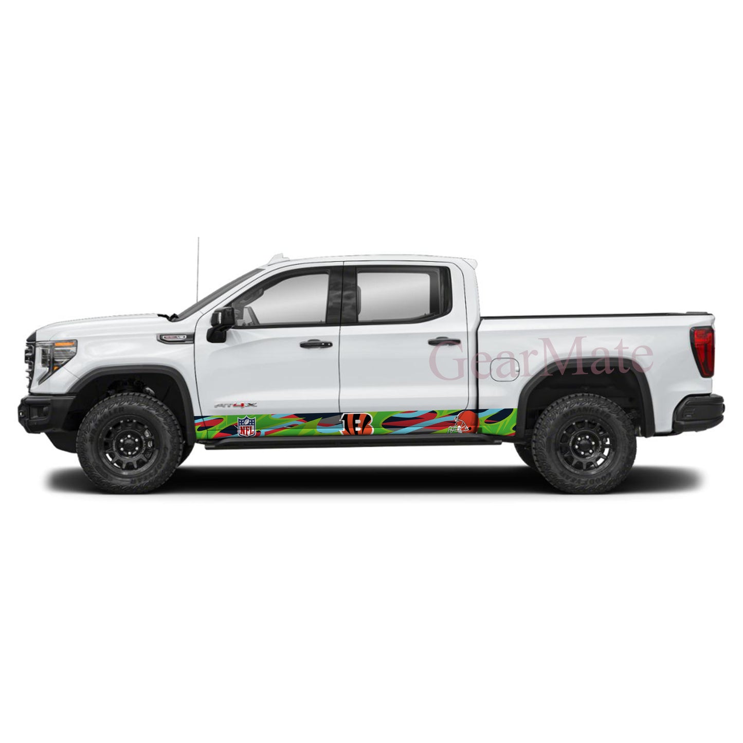 NFL Cincinnati Bengals 2 Rocker Panel Graphic Decal Kit (Left & Right Sides) - High Quality Vinyl for Trucks & SUVs