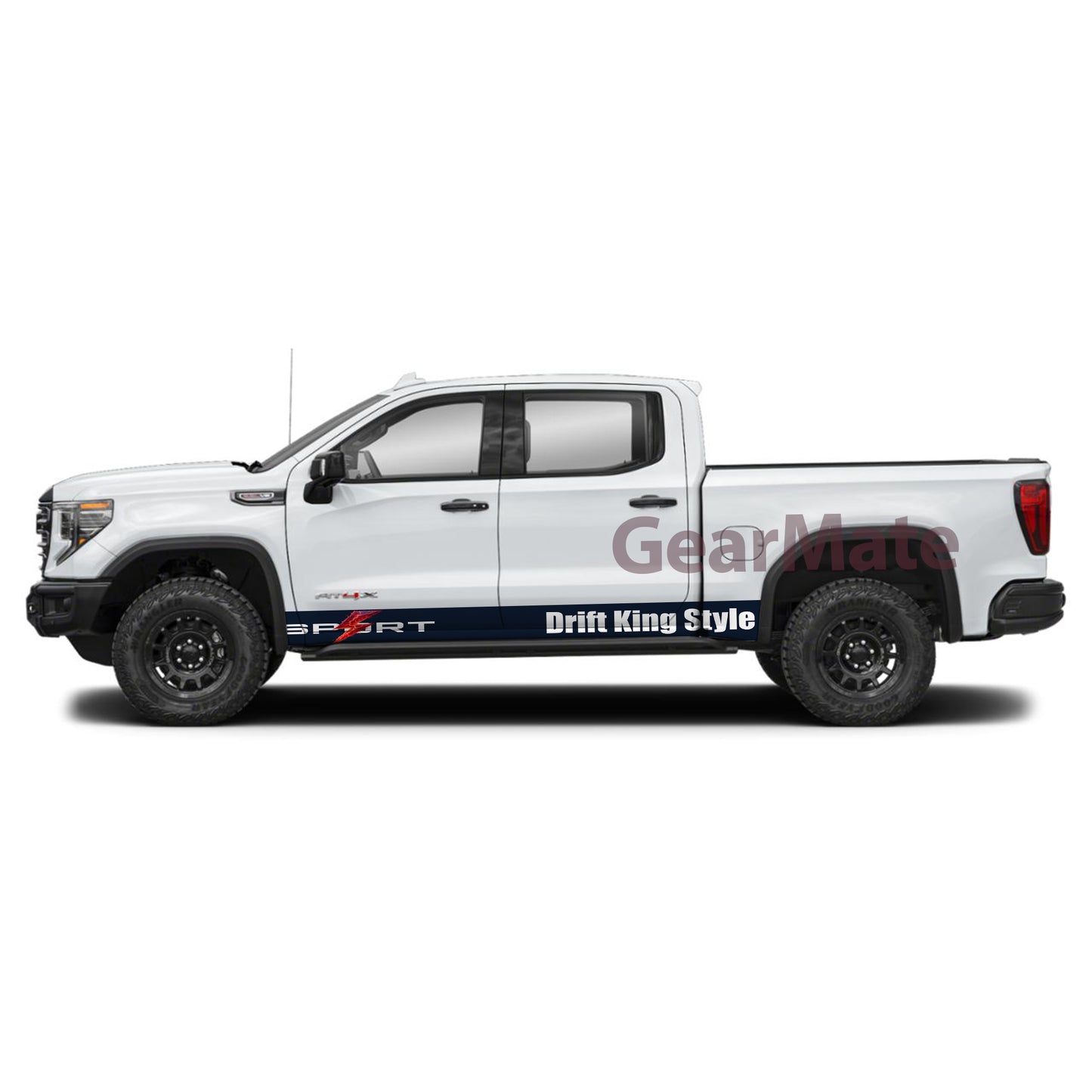Sport Drift King Style Rocker Panel Graphic Decal Kit (Left & Right Sides) - High Quality Vinyl for Trucks & SUVs