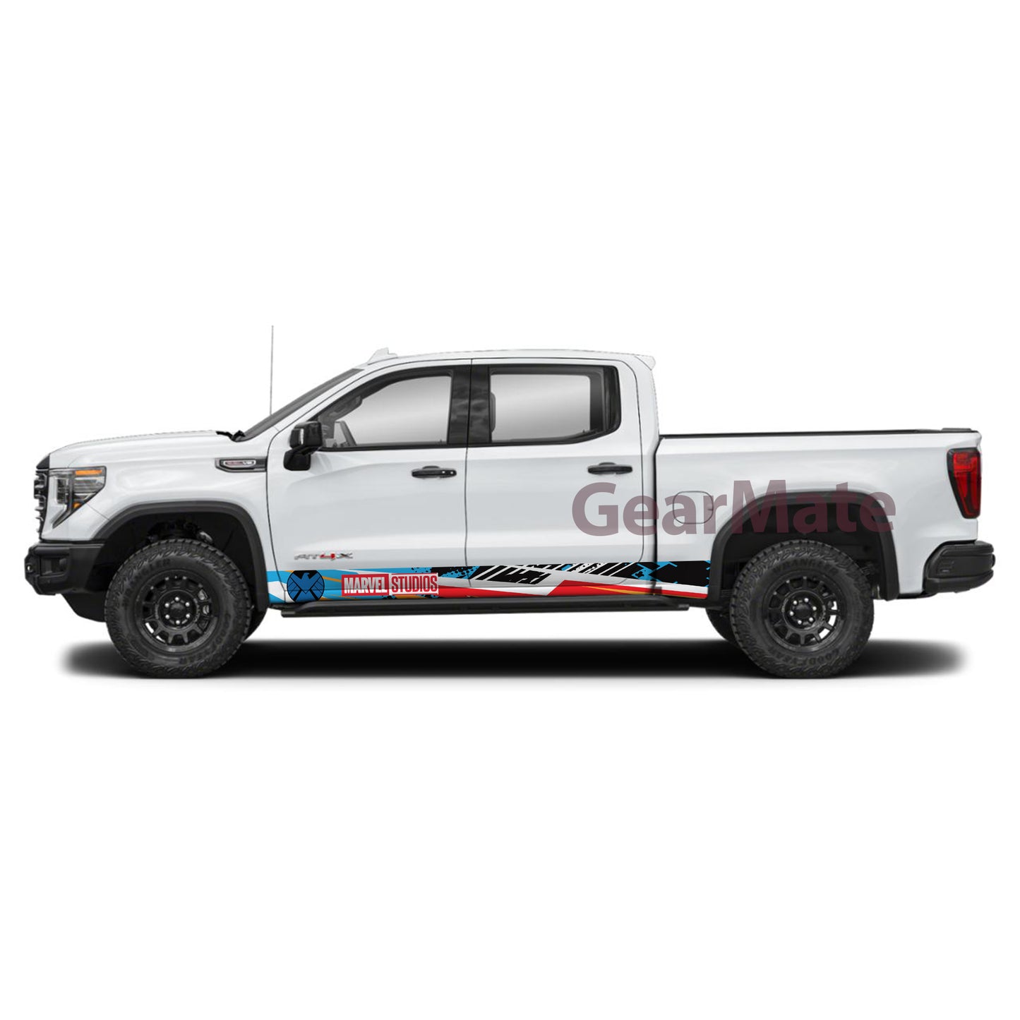 Sport Racing Marvel S.H.I.E.L.D Rocker Panel Graphic Decal Kit (Left & Right Sides) - High Quality Vinyl for Trucks & SUVs