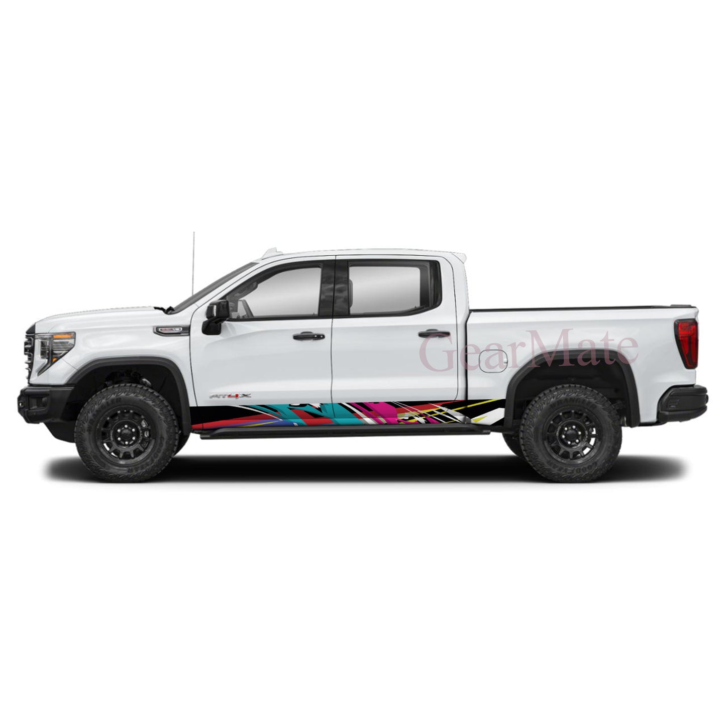 Racing Stripe Colorful Rocker Panel Graphic Decal Kit (Left & Right Sides) - High Quality Vinyl for Trucks & SUVs