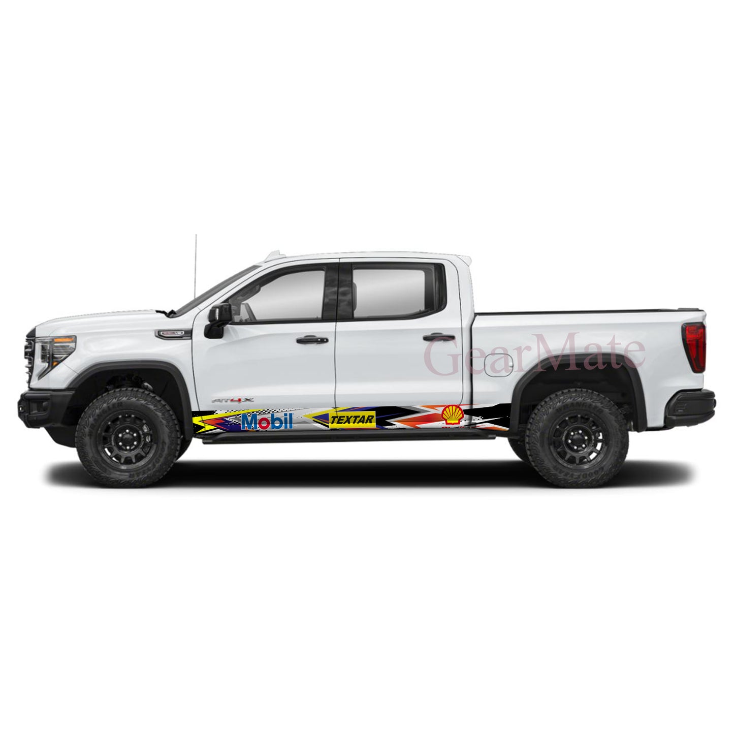 Orange Blue Mobil Rocker Panel Graphic Decal Kit (Left & Right Sides) - High Quality Vinyl for Trucks & SUVs