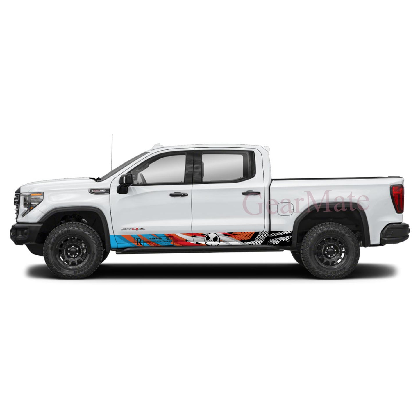 Racing Bred Jack Skellington Rocker Panel Graphic Decal Kit (Left & Right Sides) - High Quality Vinyl for Trucks & SUVs