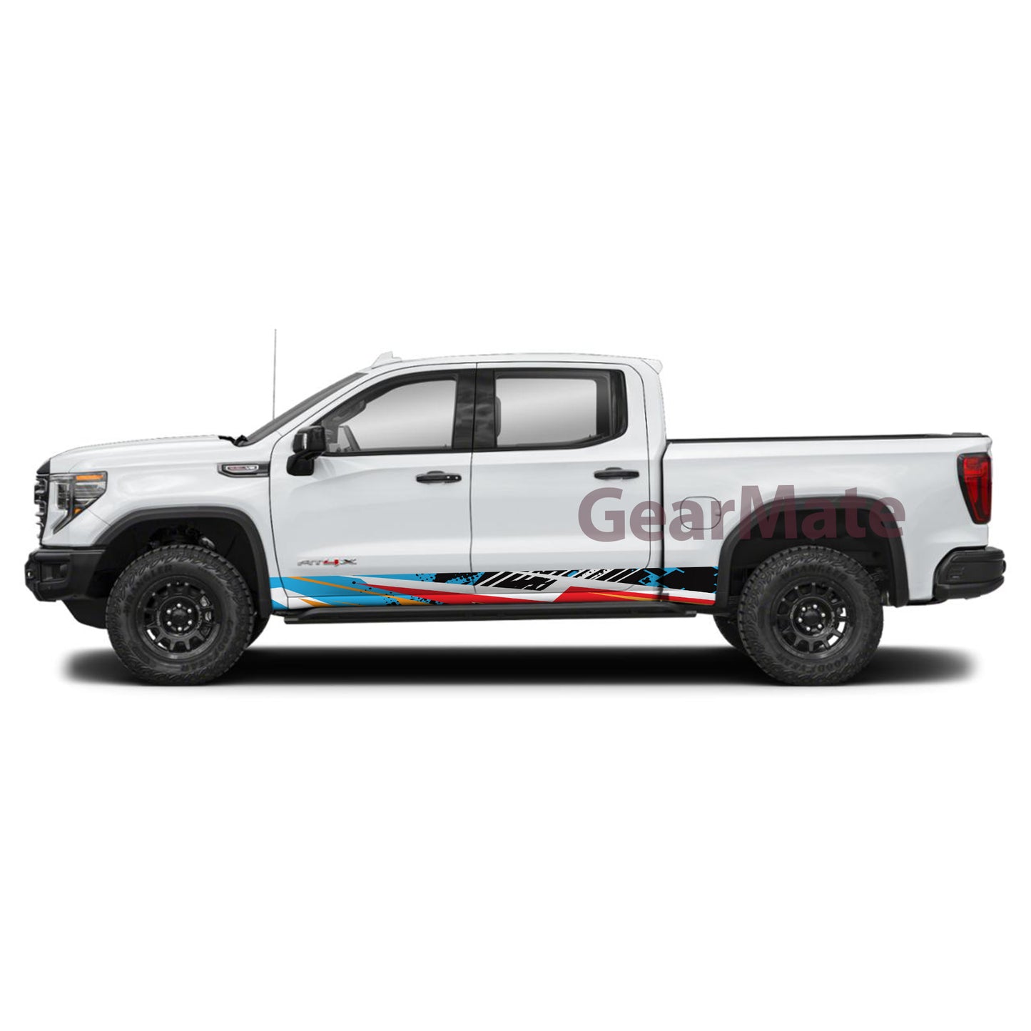 Racing Stripe Blue Rocker Panel Graphic Decal Kit (Left & Right Sides) - High Quality Vinyl for Trucks & SUVs