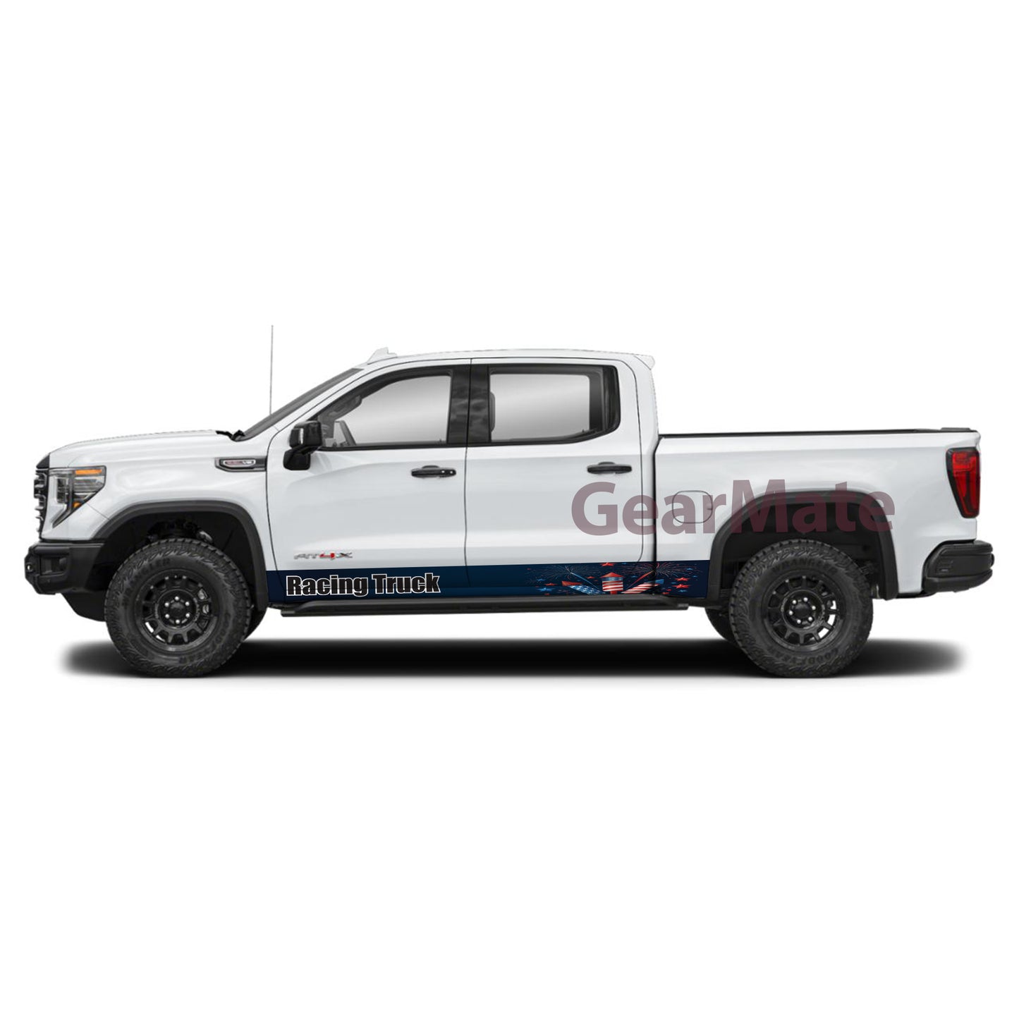 Racing Truck Rocker Panel Graphic Decal Kit (Left & Right Sides) - High Quality Vinyl for Trucks & SUVs