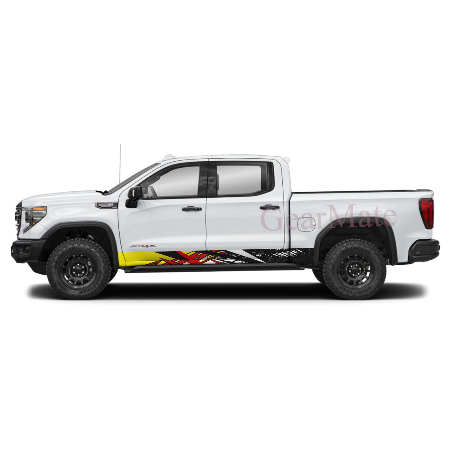 Racing Stripe Bolt Red Rocker Panel Graphic Decal Kit (Left & Right Sides) - High Quality Vinyl for Trucks & SUVs