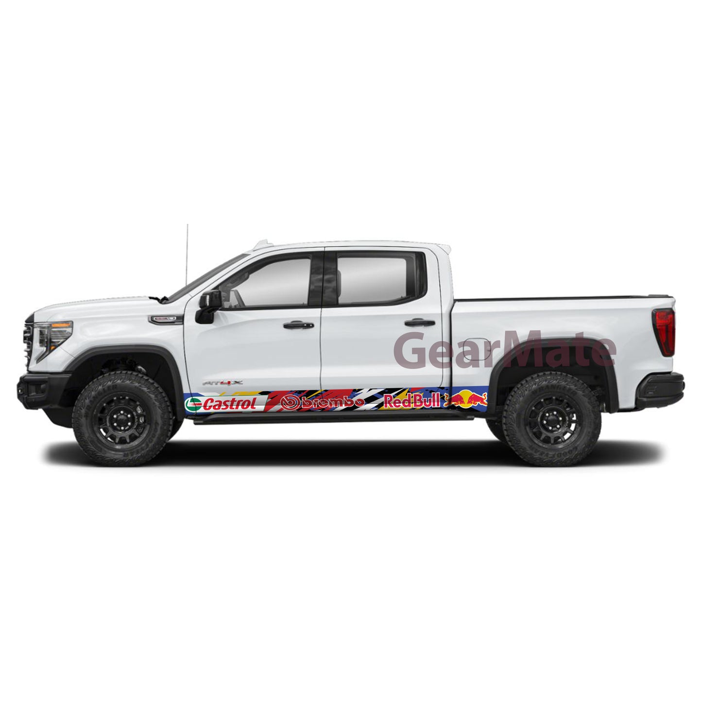 Racing Stripe RY Brembo Castrol Redbull Rocker Panel Graphic Decal Kit (Left & Right Sides) - High Quality Vinyl for Trucks & SUVs