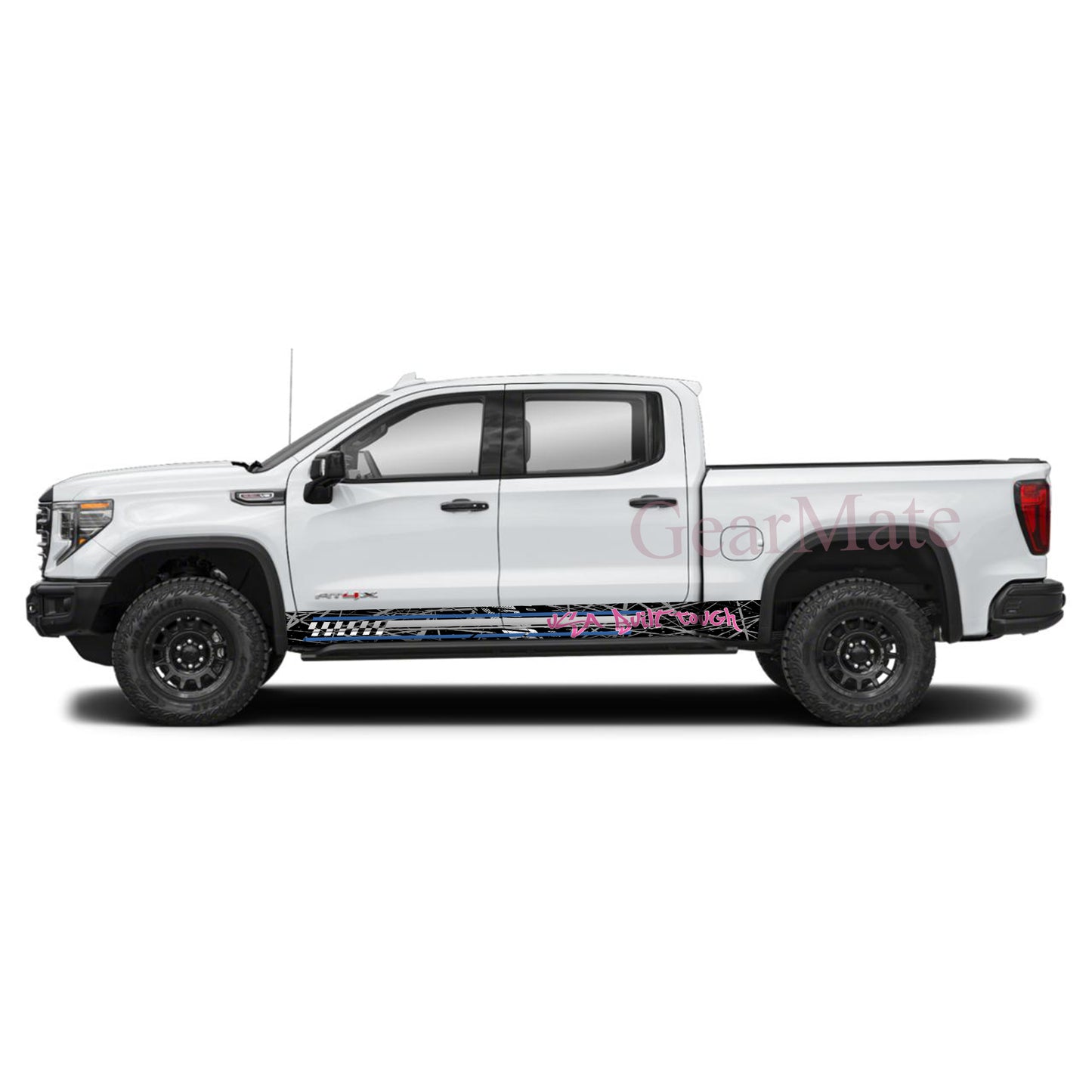 USA Built Tough Rocker Panel Graphic Decal Kit (Left & Right Sides) - High Quality Vinyl for Trucks & SUVs