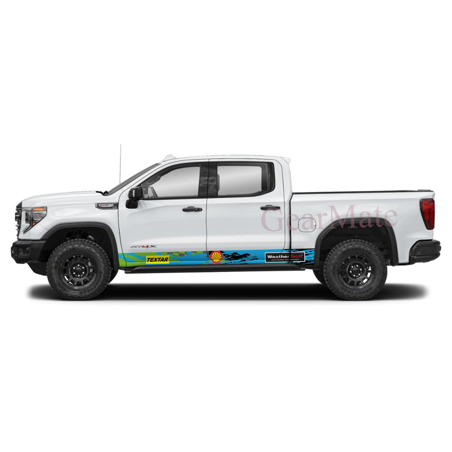 Racing Green Blue Shell Rocker Panel Graphic Decal Kit (Left & Right Sides) - High Quality Vinyl for Trucks & SUVs