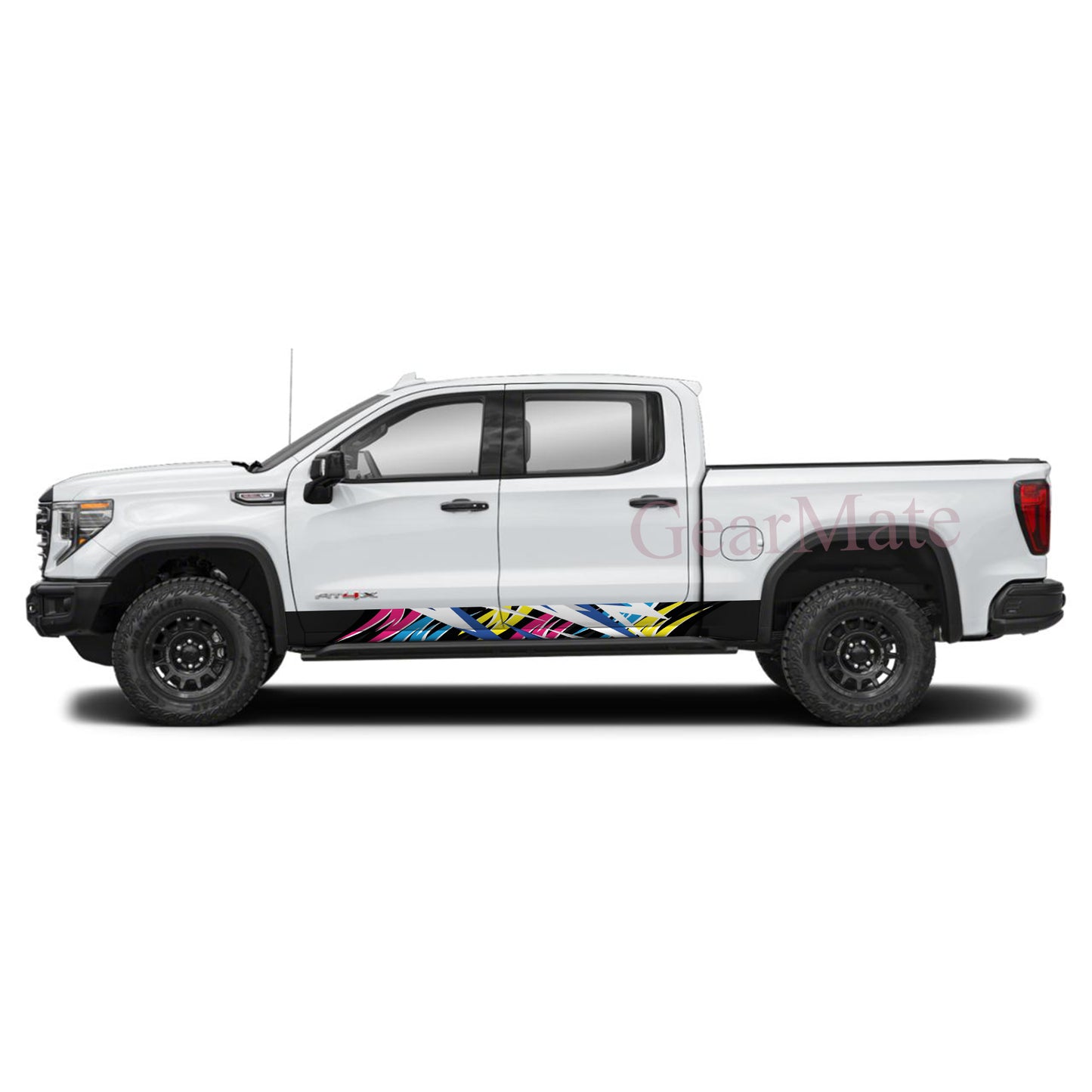Racing Abstract Rocker Panel Graphic Decal Kit (Left & Right Sides) - High Quality Vinyl for Trucks & SUVs
