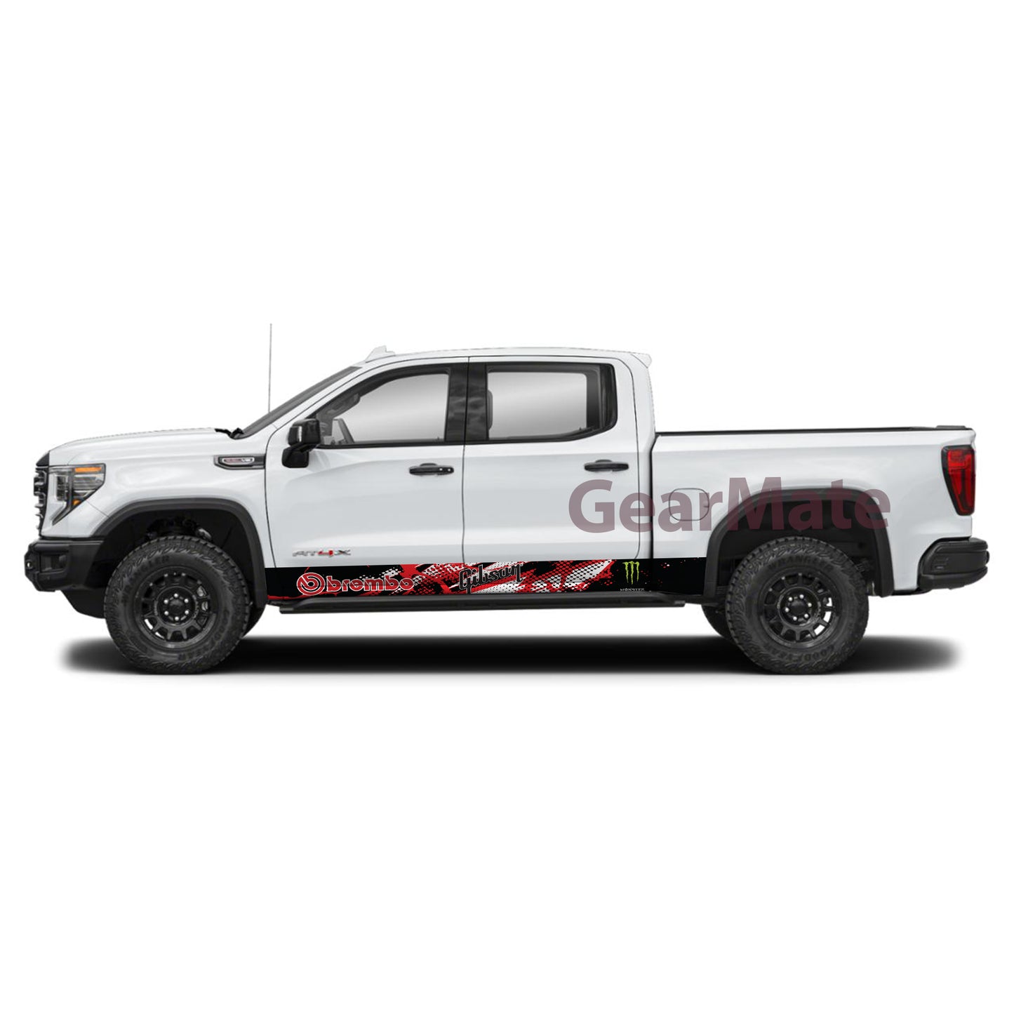 Racing Red Monster Total Rocker Panel Graphic Decal Kit (Left & Right Sides) - High Quality Vinyl for Trucks & SUVs