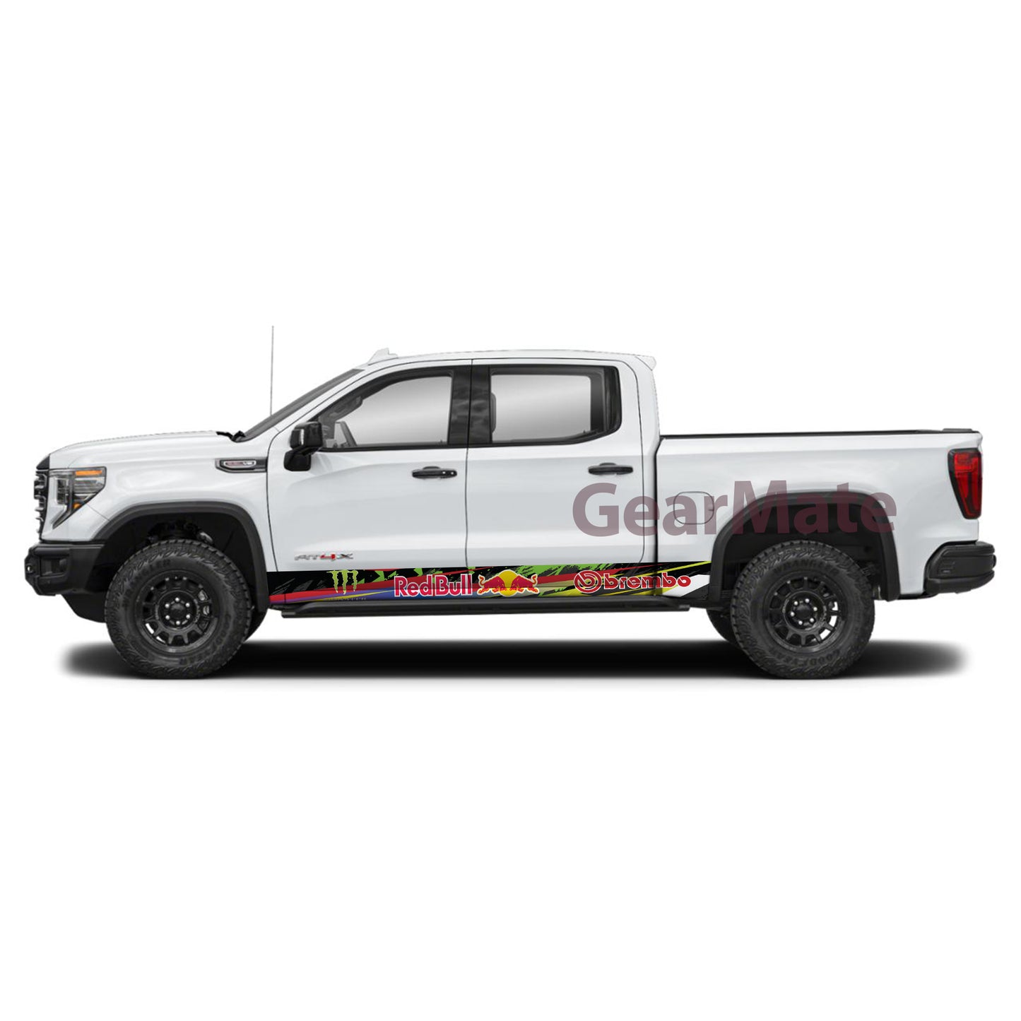 Sport Green Mix Redbull Rocker Panel Graphic Decal Kit (Left & Right Sides) - High Quality Vinyl for Trucks & SUVs