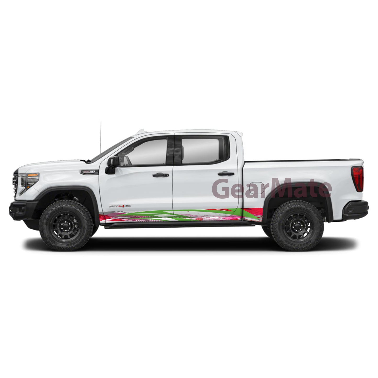 Sport Paint Red Green Rocker Panel Graphic Decal Kit (Left & Right Sides) - High Quality Vinyl for Trucks & SUVs