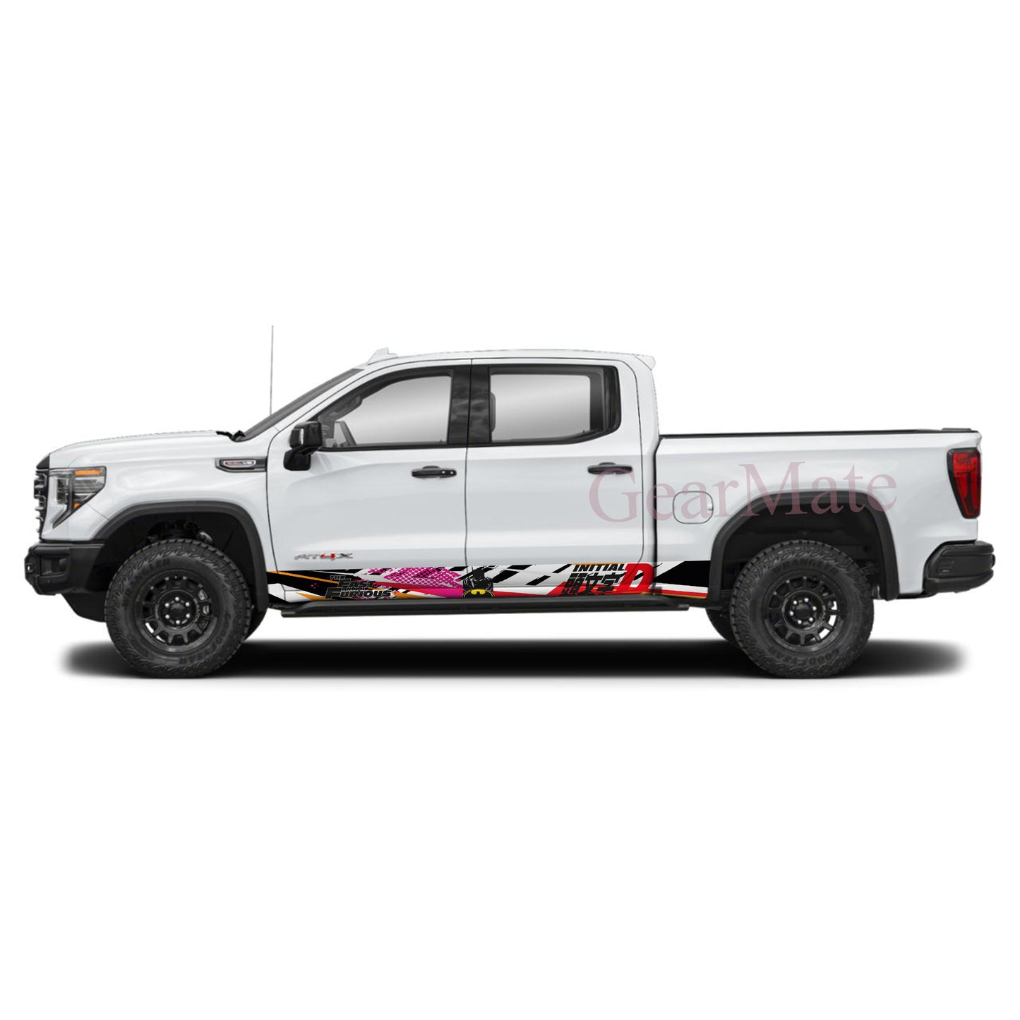Racing Pink Black Batman Rocker Panel Graphic Decal Kit (Left & Right Sides) - High Quality Vinyl for Trucks & SUVs