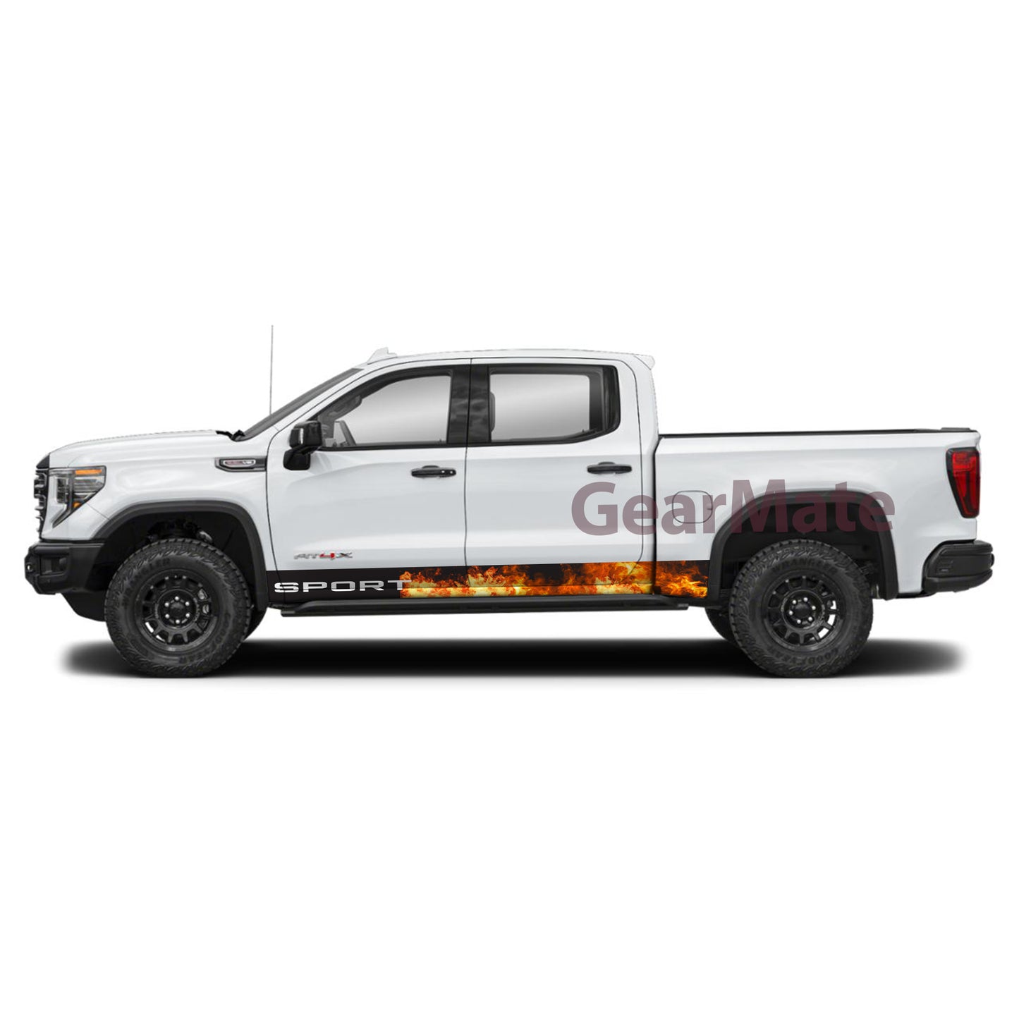 Sport Fire Rocker Panel Graphic Decal Kit (Left & Right Sides) - High Quality Vinyl for Trucks & SUVs