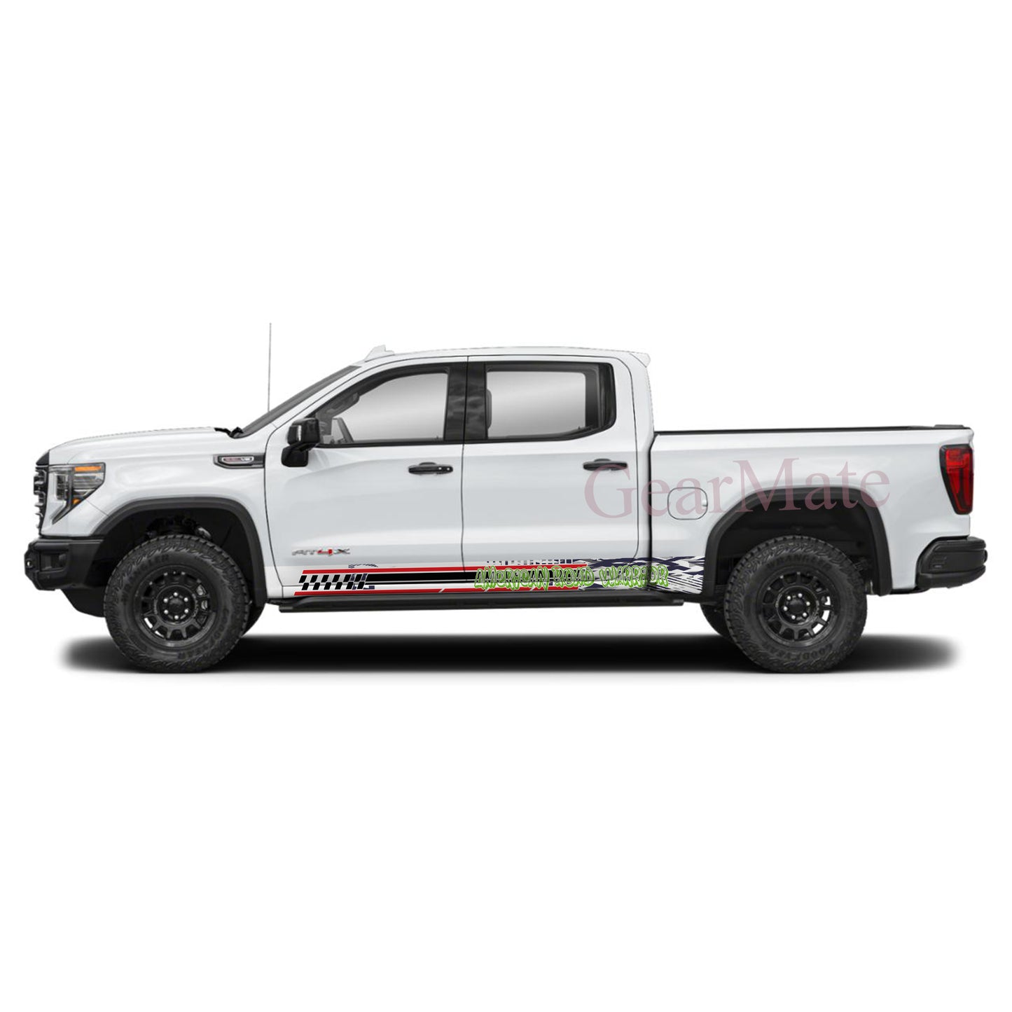 American Road Warrior Rocker Panel Graphic Decal Kit (Left & Right Sides) - High Quality Vinyl for Trucks & SUVs
