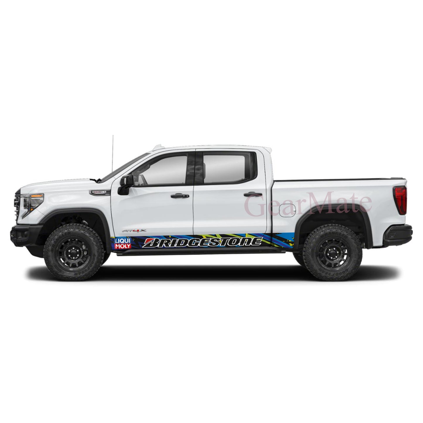Burn Rubber Fast Bridgestone Rocker Panel Graphic Decal Kit (Left & Right Sides) - High Quality Vinyl for Trucks & SUVs