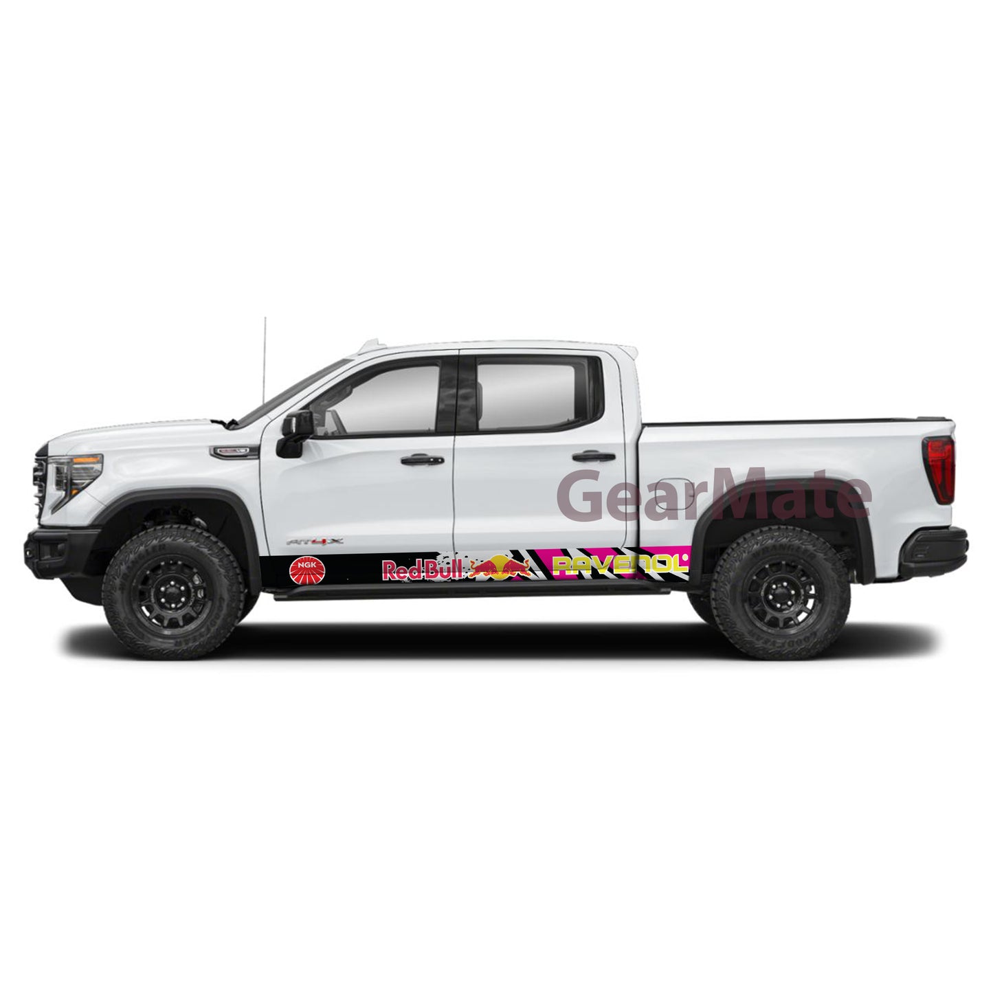 Speed Meets Style Red Bull Rocker Panel Graphic Decal Kit (Left & Right Sides) - High Quality Vinyl for Trucks & SUVs