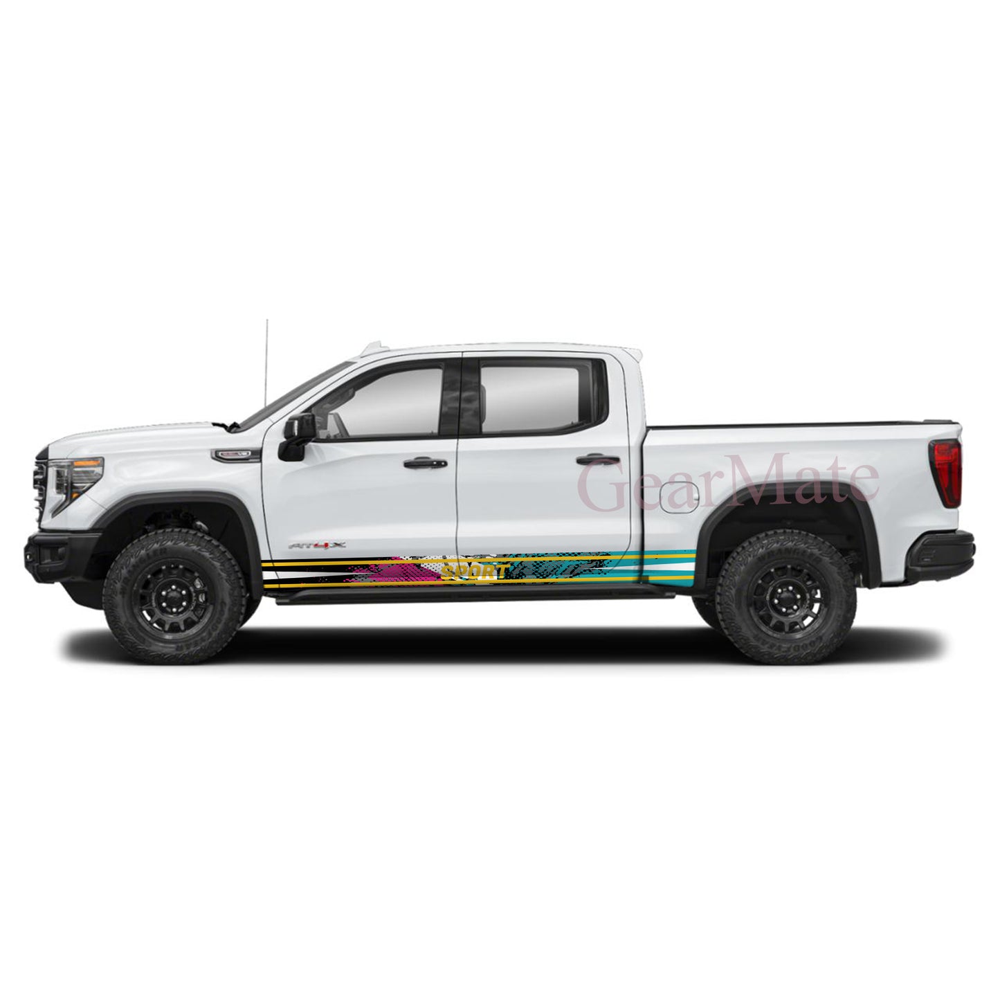 Sport Pink Green Panel Graphic Decal Kit (Left & Right Sides) - High Quality Vinyl for Trucks & SUVs