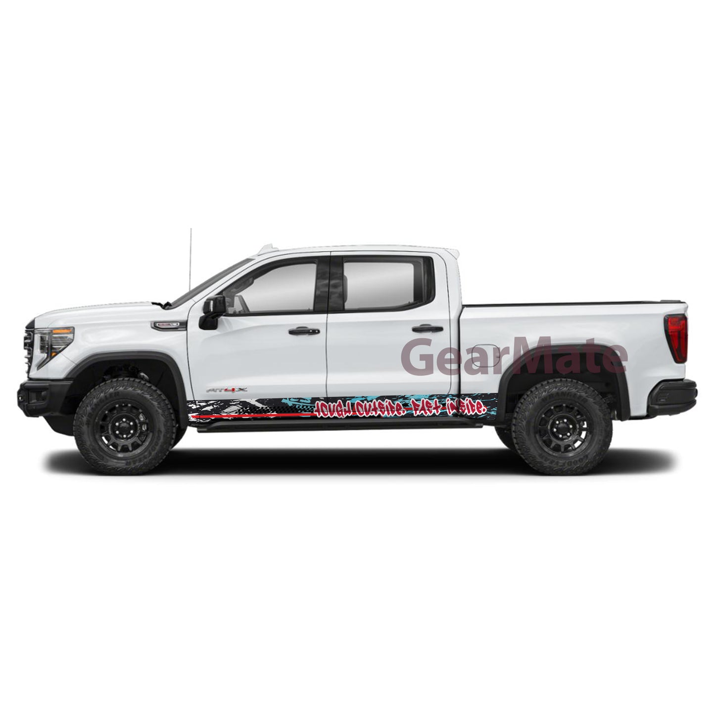 Tough Outside Fast Inside Rocker Panel Graphic Decal Kit (Left & Right Sides) - High Quality Vinyl for Trucks & SUVs