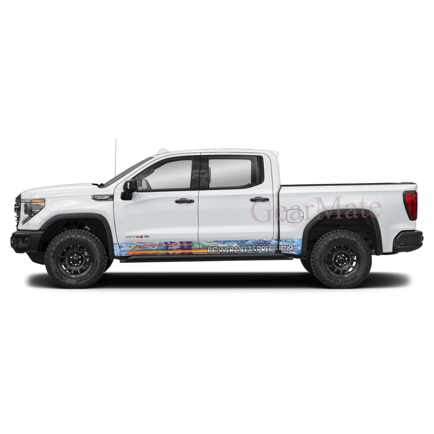 Power Meets Precision Rocker Panel Graphic Decal Kit (Left & Right Sides) - High Quality Vinyl for Trucks & SUVs