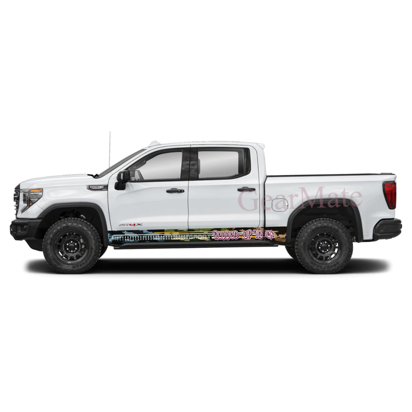 Revved-Up Truck Rocker Panel Graphic Decal Kit (Left & Right Sides) - High Quality Vinyl for Trucks & SUVs