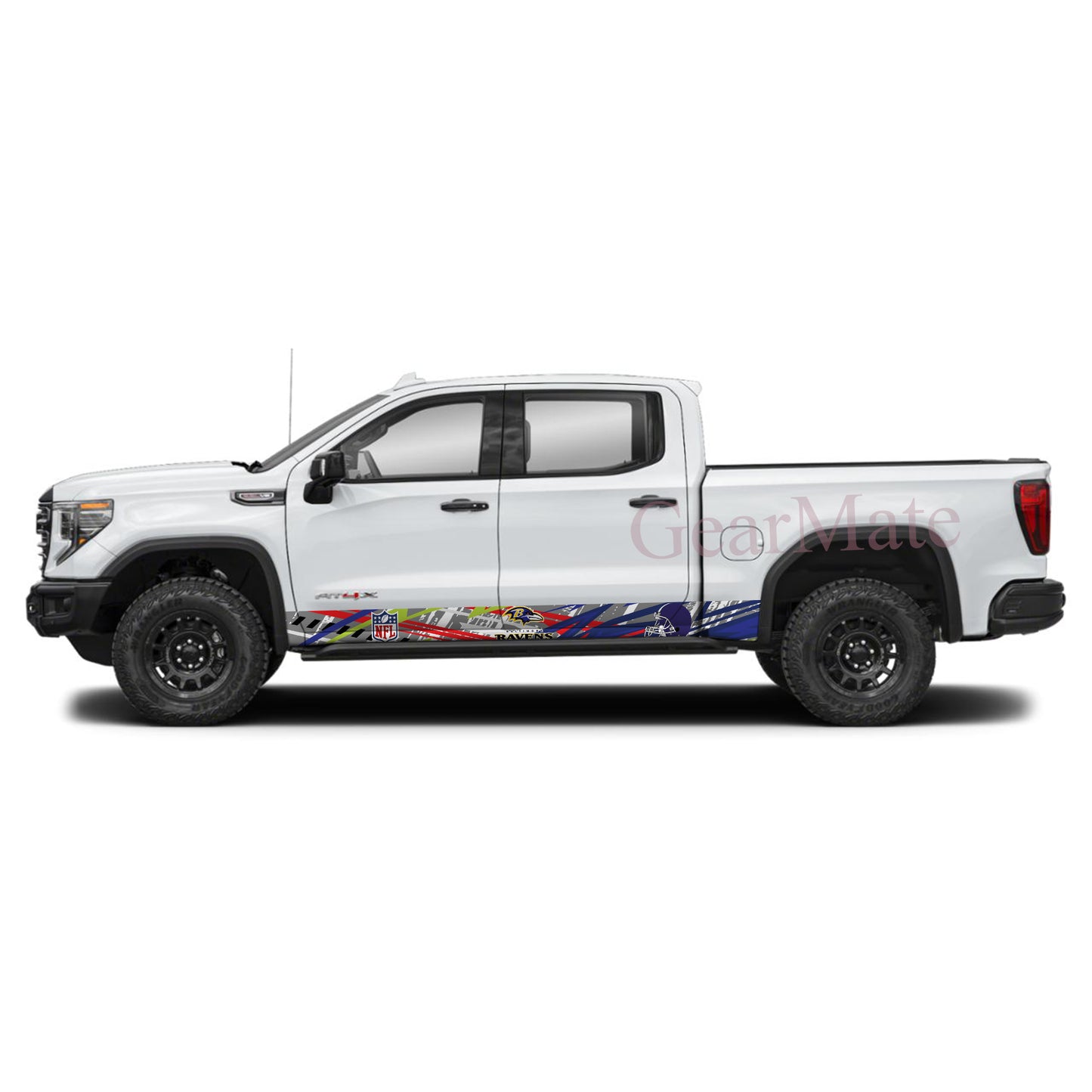 NFL Baltimore Ravens 1 Rocker Panel Graphic Decal Kit (Left & Right Sides) - High Quality Vinyl for Trucks & SUVs