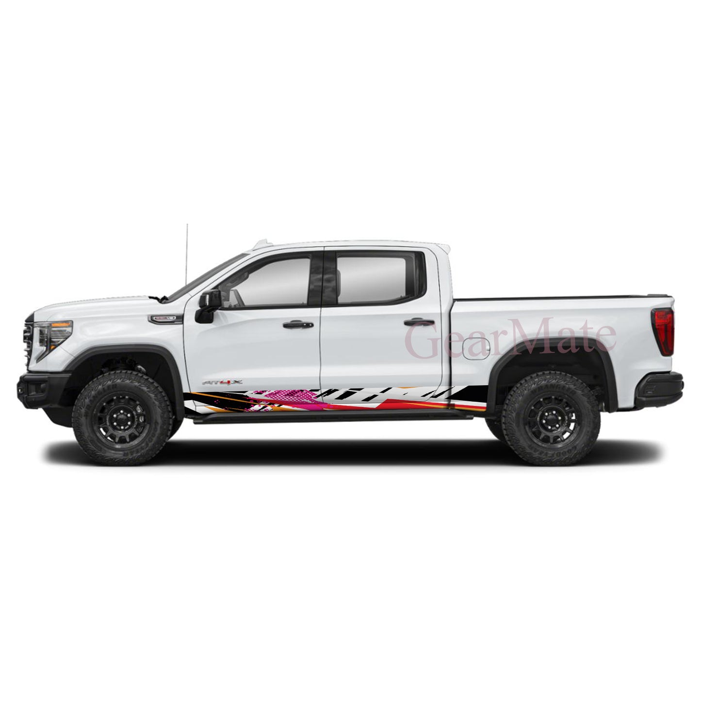 Racing Pink Black Panel Graphic Decal Kit (Left & Right Sides) - High Quality Vinyl for Trucks & SUVs
