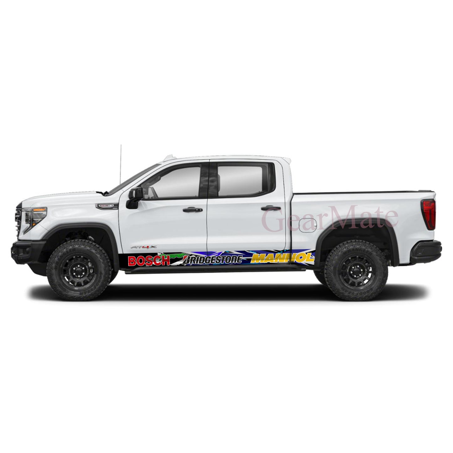 Tiger Blue Bridgestone Rocker Panel Graphic Decal Kit (Left & Right Sides) - High Quality Vinyl for Trucks & SUVs