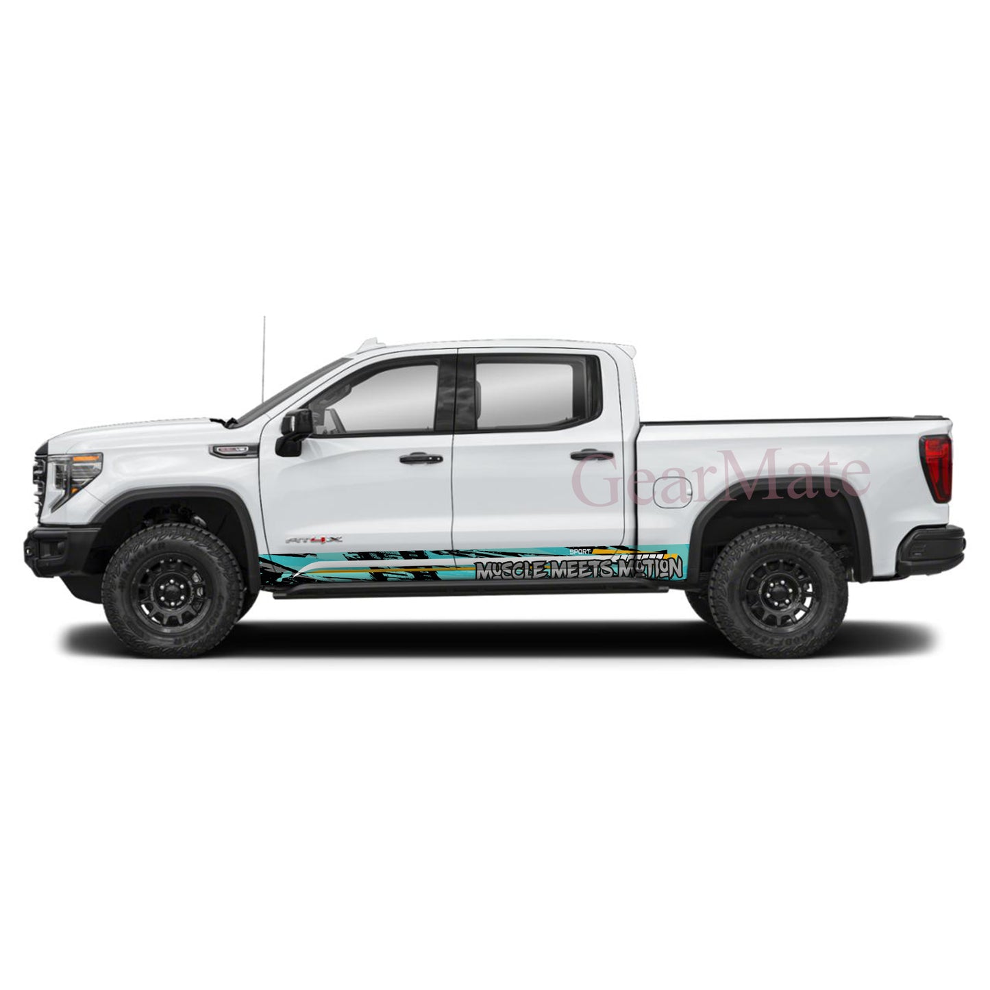 Muscle Meets Motion Rocker Panel Graphic Decal Kit (Left & Right Sides) - High Quality Vinyl for Trucks & SUVs