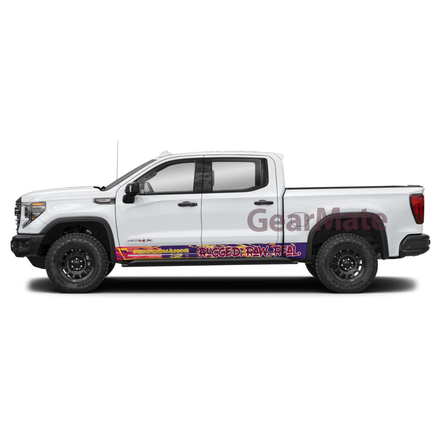 Rugged Raw Real Rocker Panel Graphic Decal Kit (Left & Right Sides) - High Quality Vinyl for Trucks & SUVs
