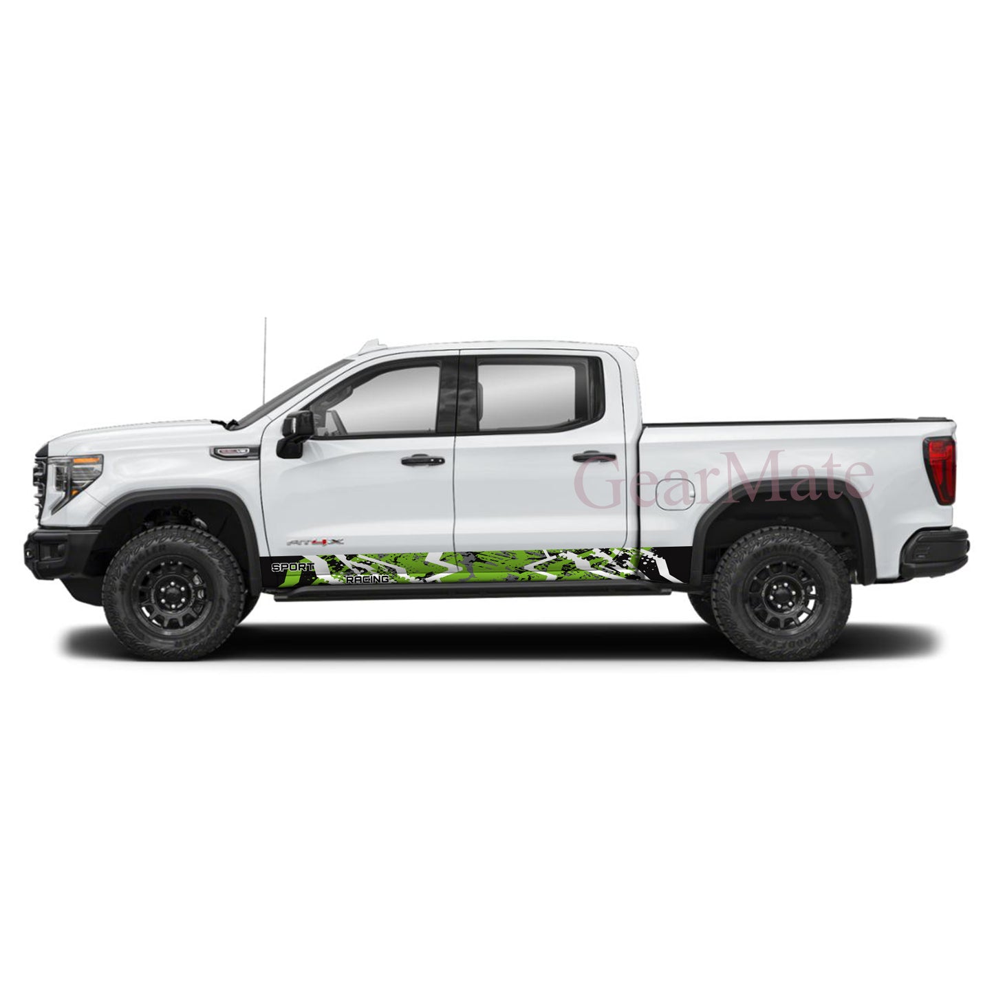 Sport Racing Green Black Rocker Panel Graphic Decal Kit (Left & Right Sides) - High Quality Vinyl for Trucks & SUVs