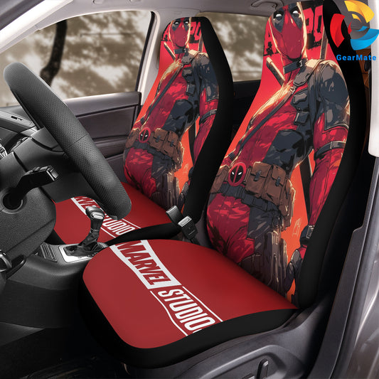 Marvel Black Deadpool Marvel Legends Car Seat Covers – High Quality Graphic and Polar Fleece Protector Set