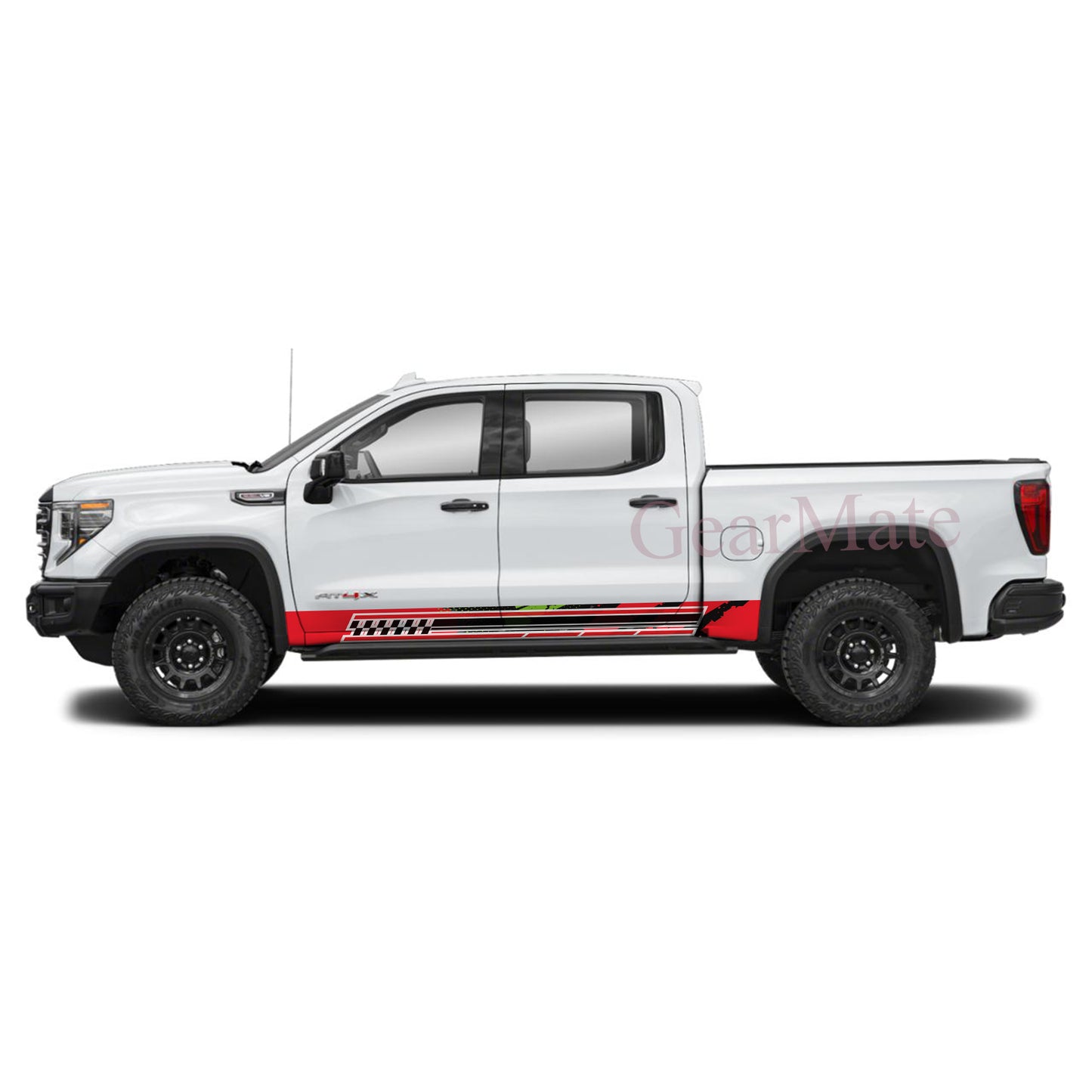 Racing Fire Rocker Panel Graphic Decal Kit (Left & Right Sides) - High Quality Vinyl for Trucks & SUVs