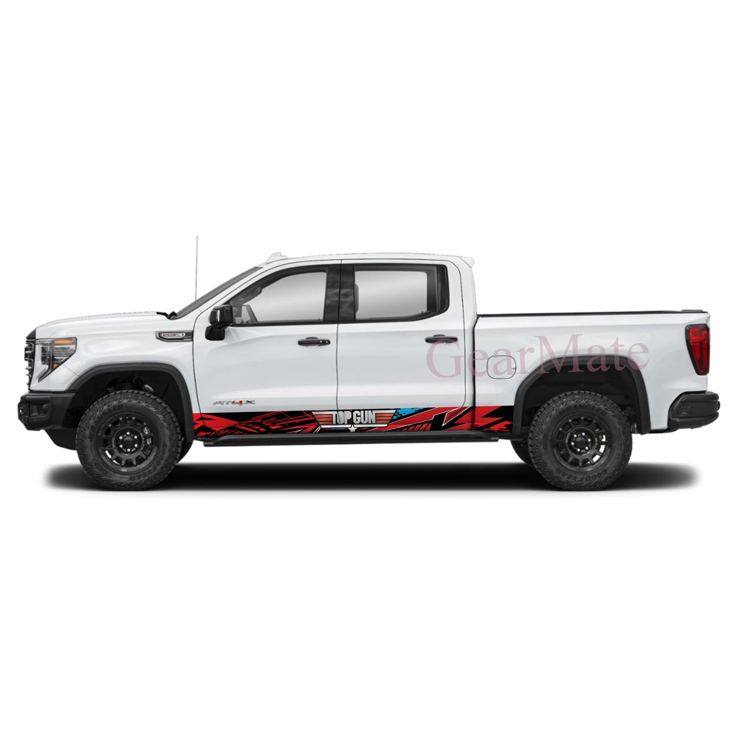 Racing RB Top Gun Rocker Panel Graphic Decal Kit (Left & Right Sides) - High Quality Vinyl for Trucks & SUVs
