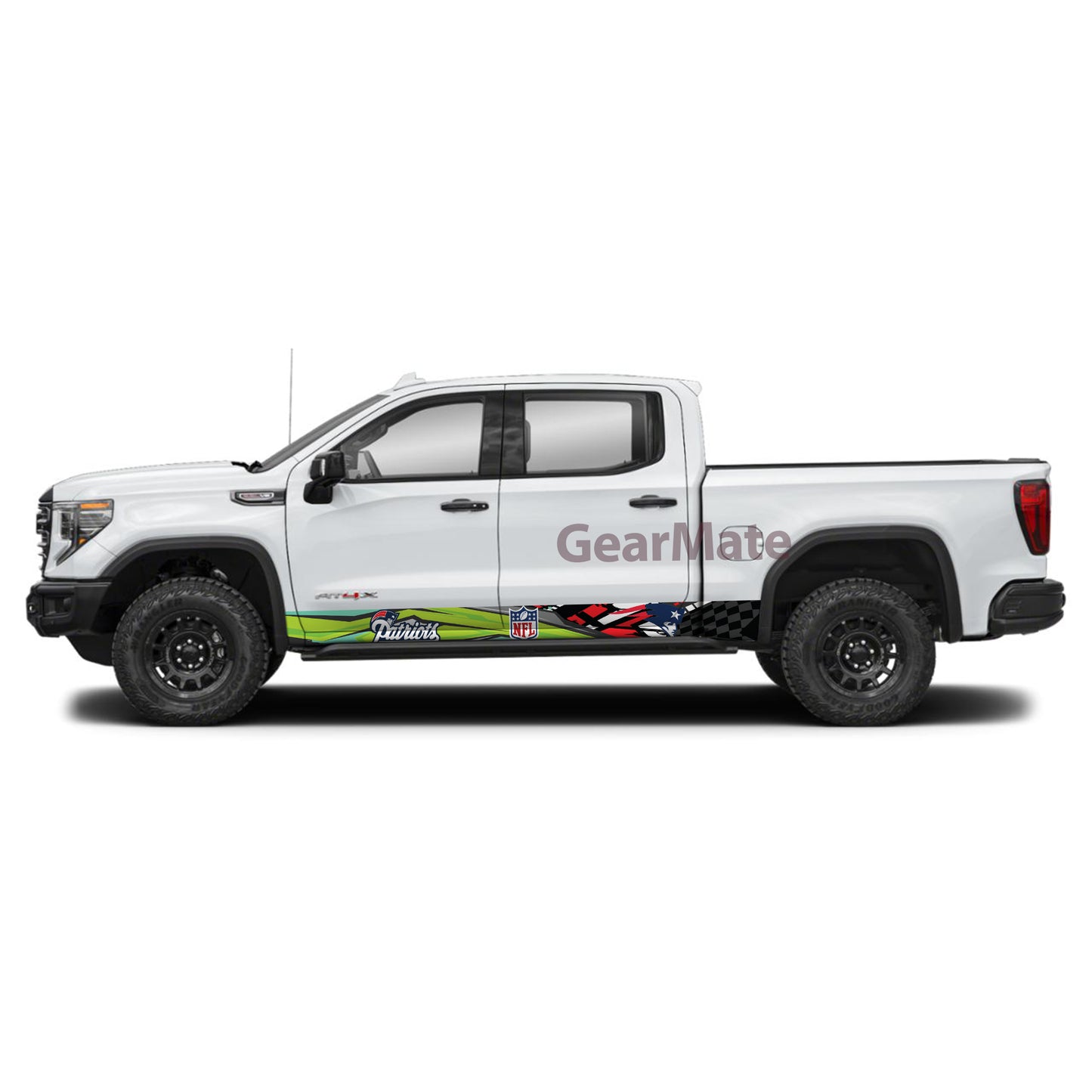 NFL New England Patriots Rocker Panel Graphic Decal Kit (Left & Right Sides) - High Quality Vinyl for Trucks & SUVs